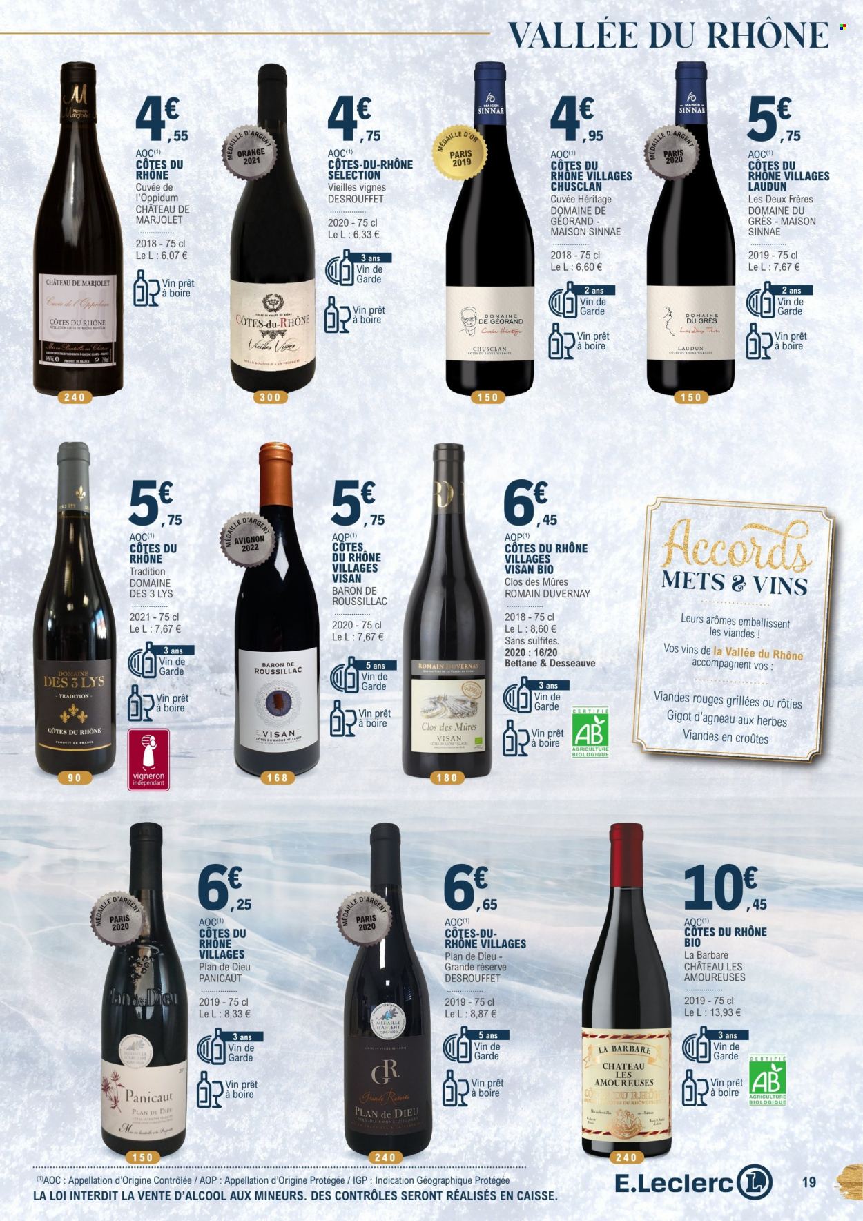 thumbnail - Catalogue E.Leclerc - 30/11/2022 - 24/12/2022 - Produits soldés - gigot d'agneau, viande d'agneau, Côtes du Rhône, vin, maison. Page 19.