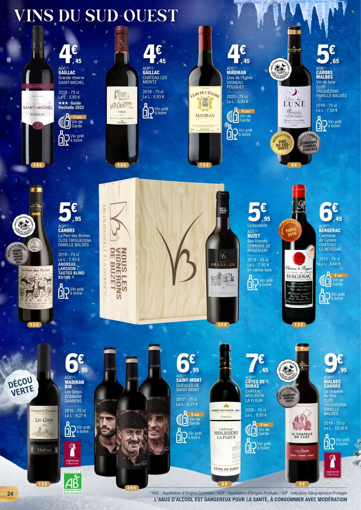 thumbnail - Catalogue E.Leclerc - 30/11/2022 - 24/12/2022 - Produits soldés - vin rouge, vin, Cabernet Sauvignon. Page 24.