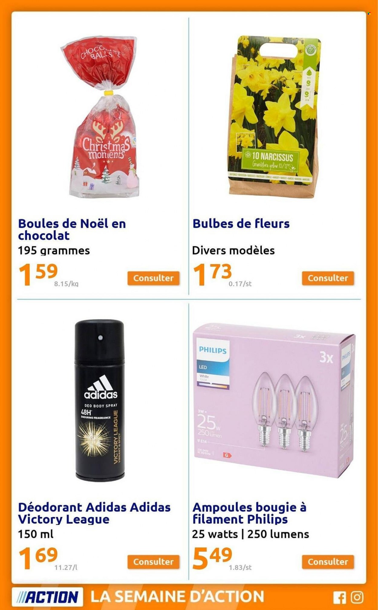 thumbnail - Catalogue Action - 30/11/2022 - 06/12/2022 - Produits soldés - Adidas, Philips, déodorant, desodorisant, bougie, boule de noël, body. Page 2.