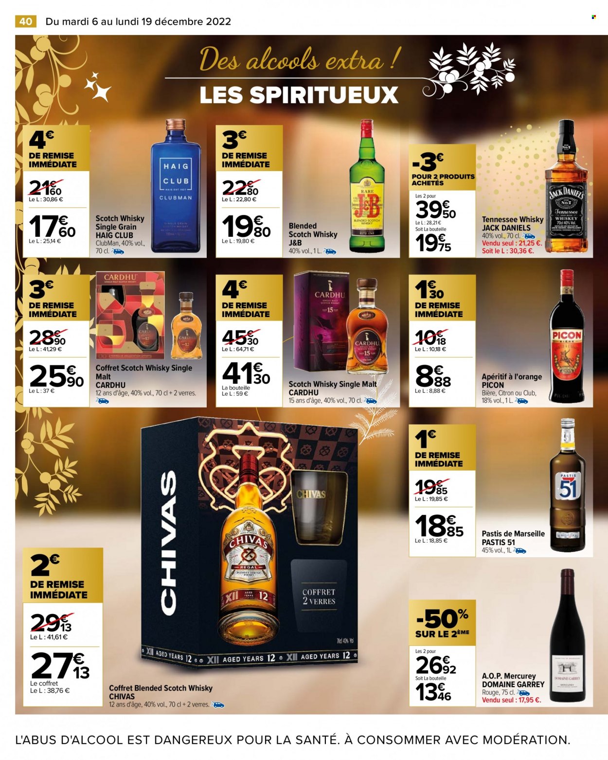 thumbnail - Catalogue Carrefour Hypermarchés - 06/12/2022 - 19/12/2022 - Produits soldés - bière, pastis, J&B, apéritif. Page 42.