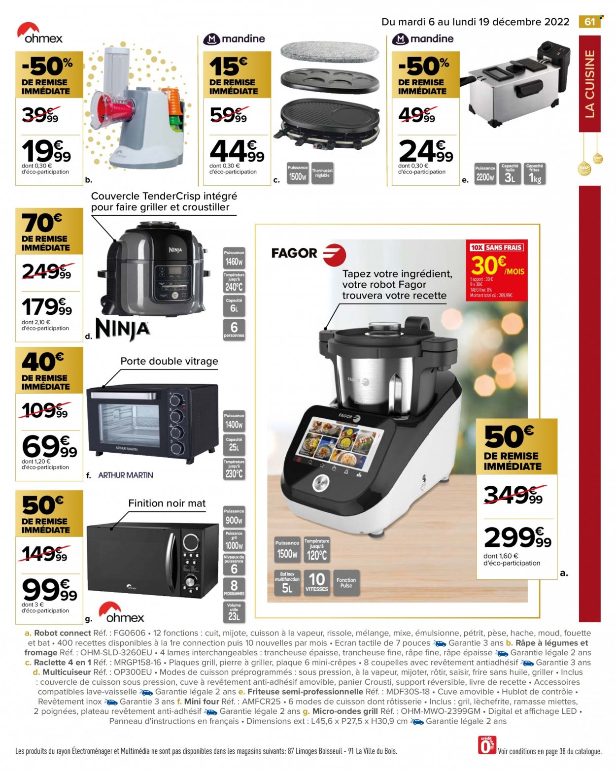 thumbnail - Catalogue Carrefour Hypermarchés - 06/12/2022 - 19/12/2022 - Produits soldés - crêpes, coupelle, livre, vitrage, mini four, four à micro-ondes, friteuse. Page 63.