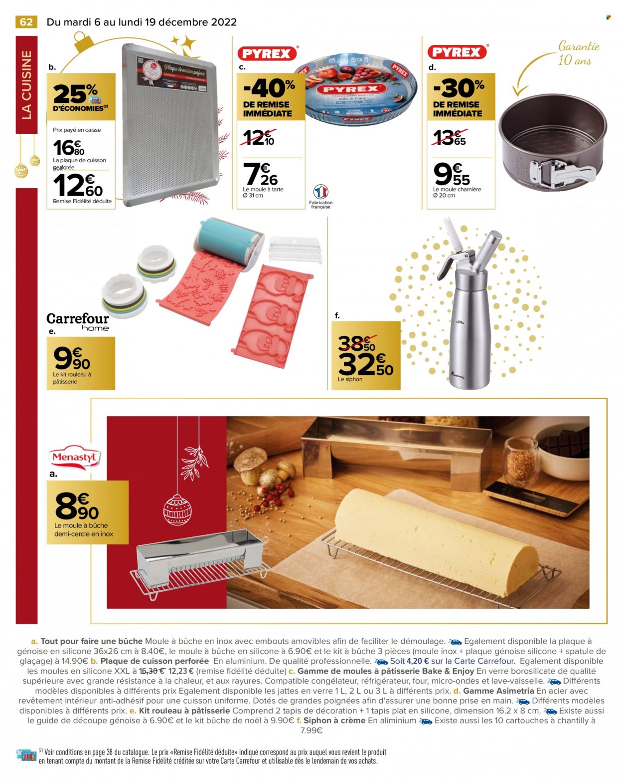 thumbnail - Catalogue Carrefour Hypermarchés - 06/12/2022 - 19/12/2022 - Produits soldés - bûche de Noël, verre, moule à tarte, congélateur. Page 64.