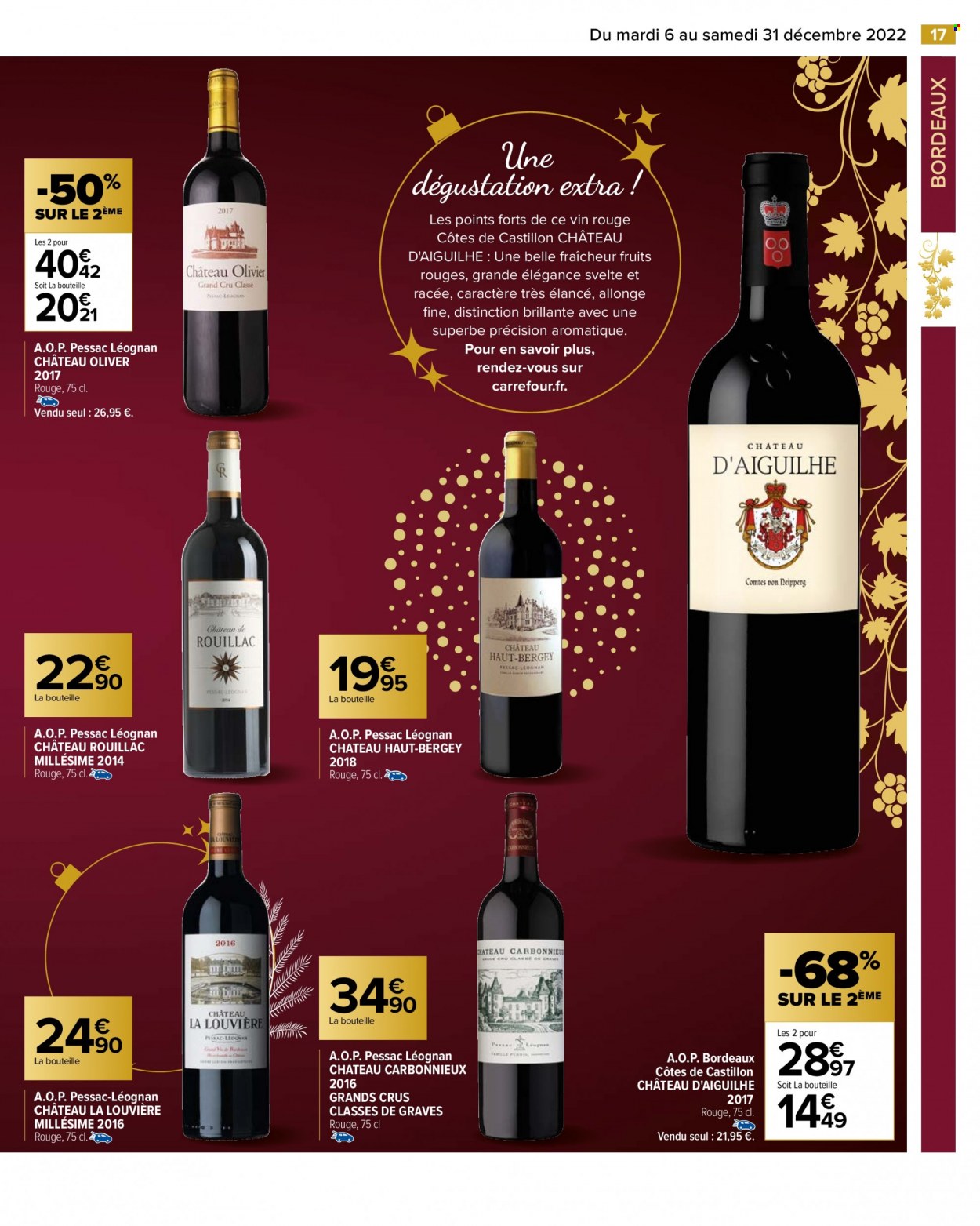 thumbnail - Catalogue Carrefour Hypermarchés - 06/12/2022 - 31/12/2022 - Produits soldés - Bordeaux, vin rouge. Page 17.