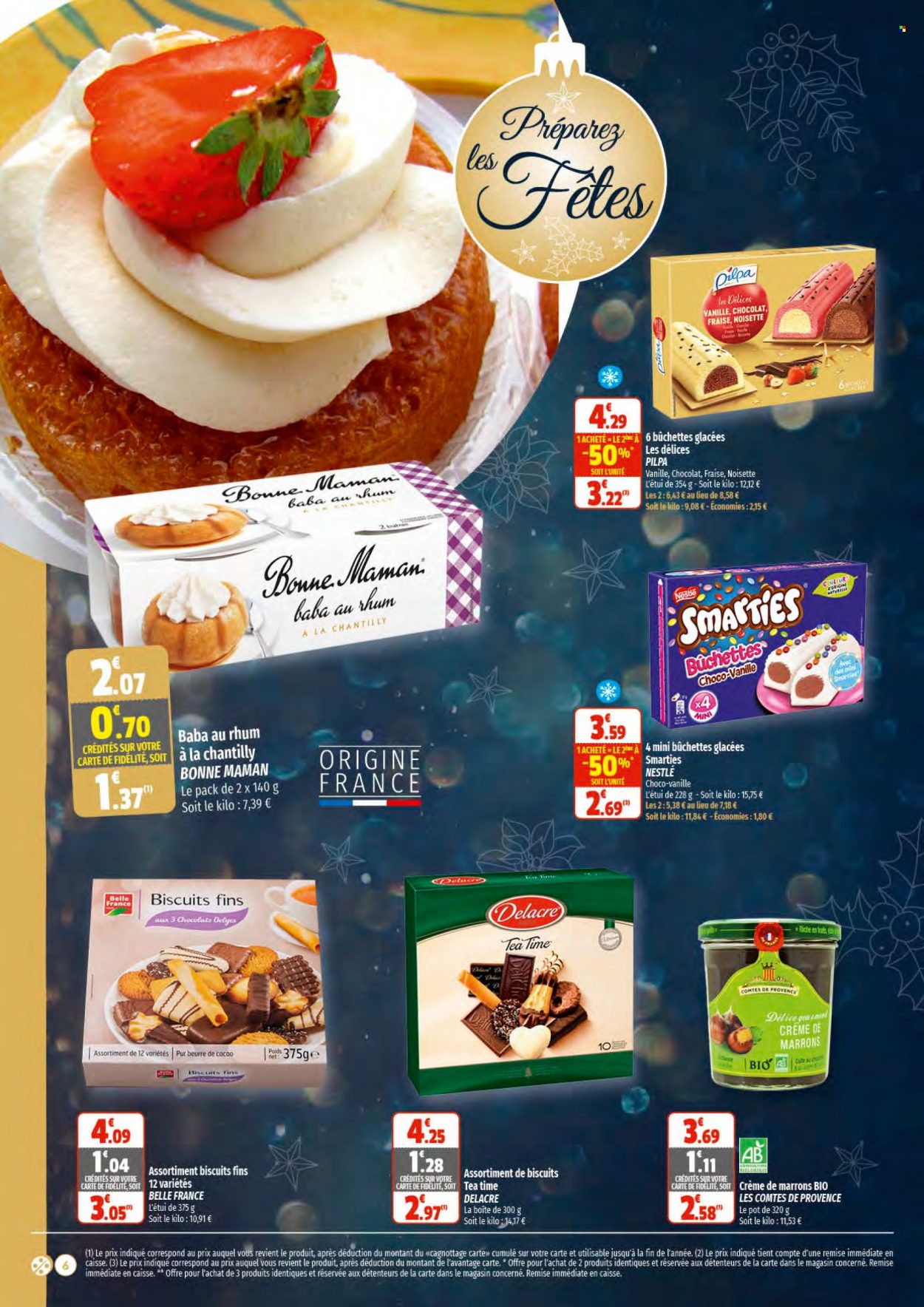 thumbnail - Catalogue Coccinelle Supermarché - 30/11/2022 - 11/12/2022 - Produits soldés - Belle France, Nestlé, chocolat, biscuits, biscuits fins, Smarties, Delacre. Page 6.