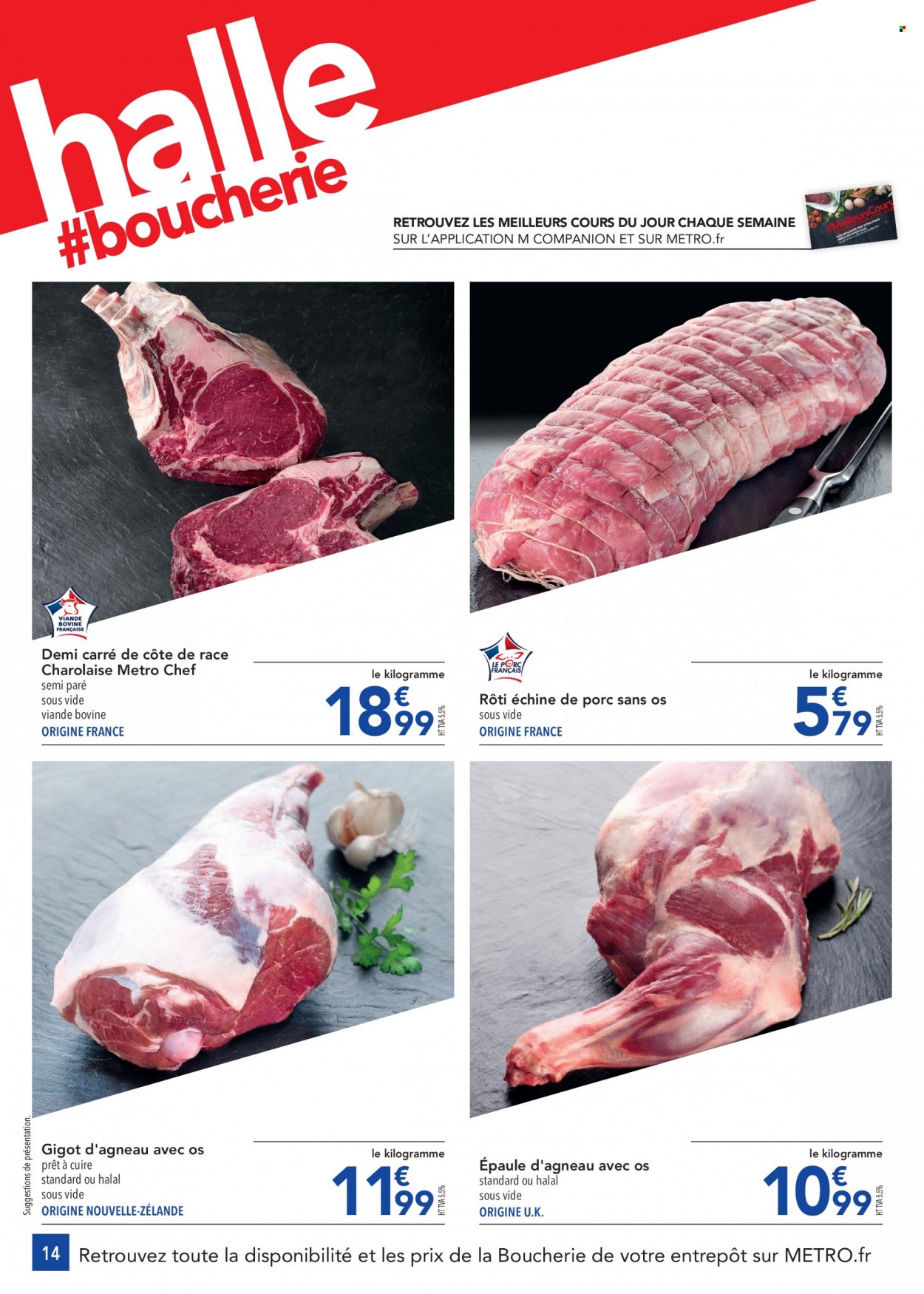 thumbnail - Catalogue Metro - 01/12/2022 - 31/12/2022 - Produits soldés - côtes de porc échine, gigot d'agneau, viande d'agneau. Page 14.