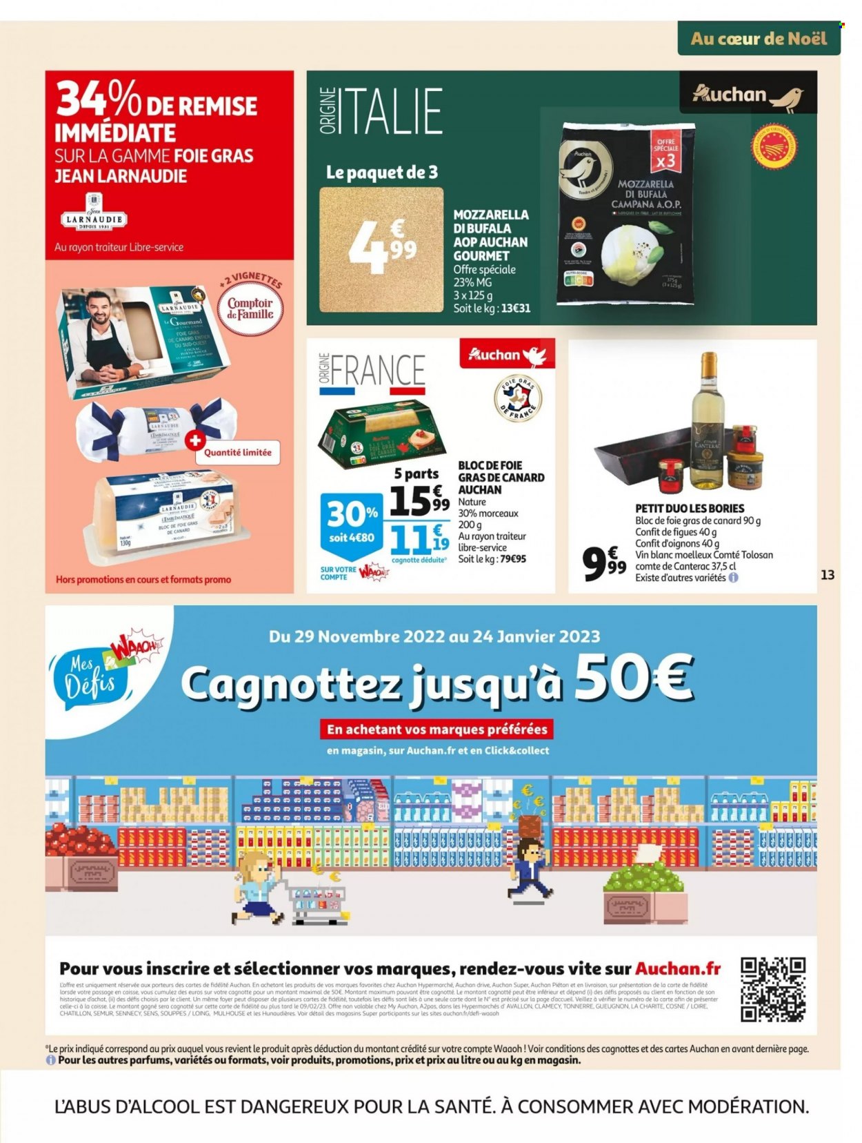 thumbnail - Catalogue Auchan - 30/11/2022 - 06/12/2022 - Produits soldés - oignons, mozzarella, vin, jeans. Page 13.