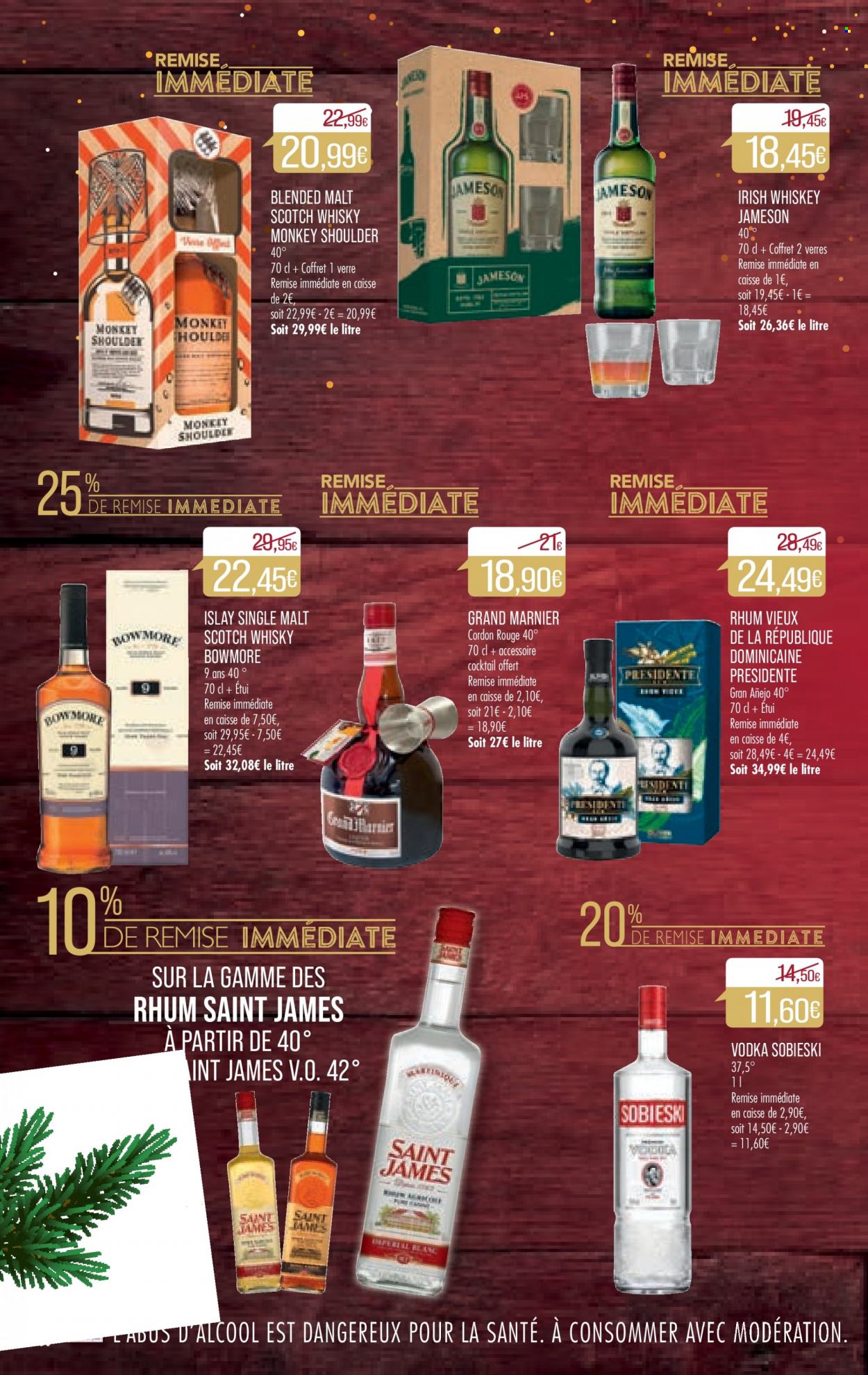 thumbnail - Catalogue Supermarché Match - 29/11/2022 - 11/12/2022 - Produits soldés - Grand Marnier, Jameson, vodka, rhum, verre. Page 30.