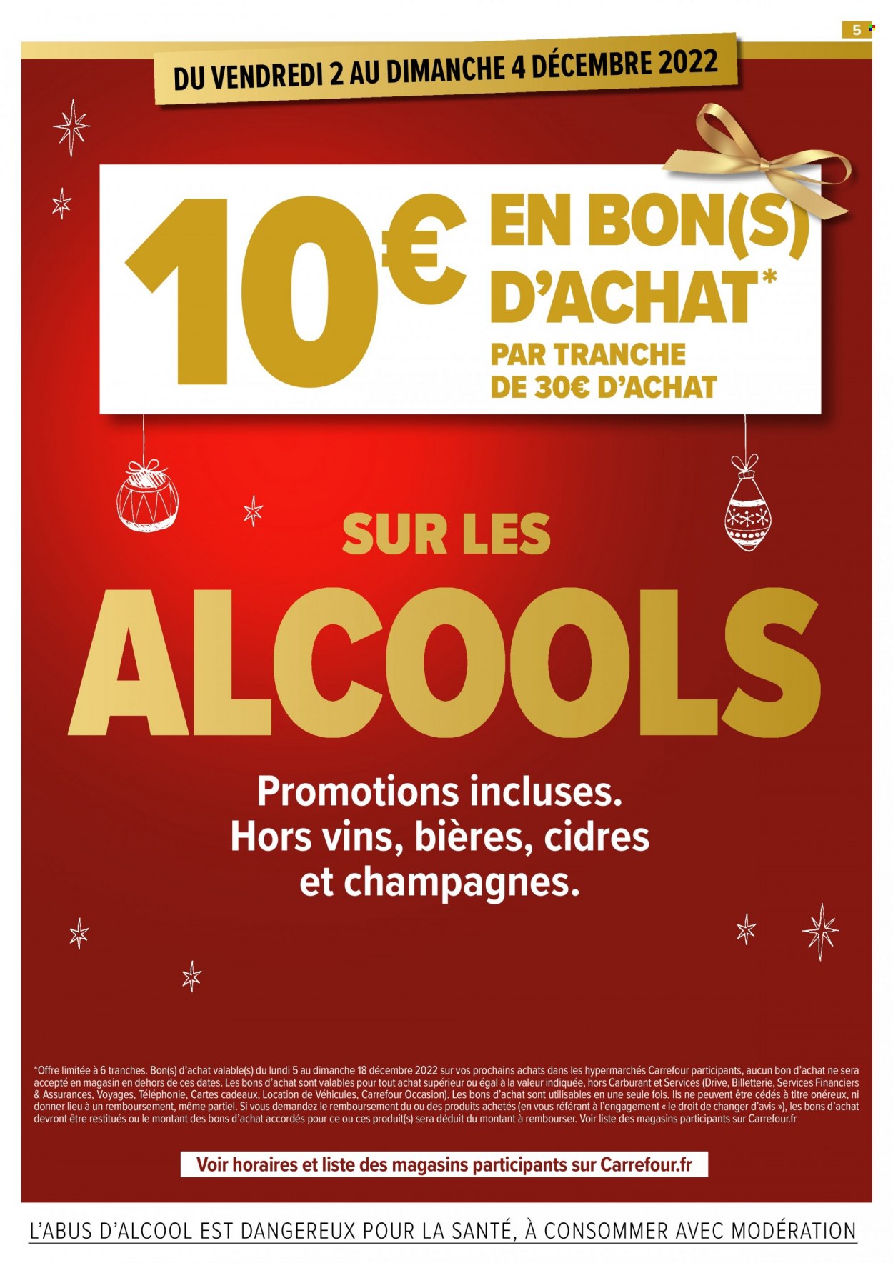 thumbnail - Catalogue Carrefour Hypermarchés - 01/12/2022 - 04/12/2022 - Produits soldés - bière, vin. Page 5.