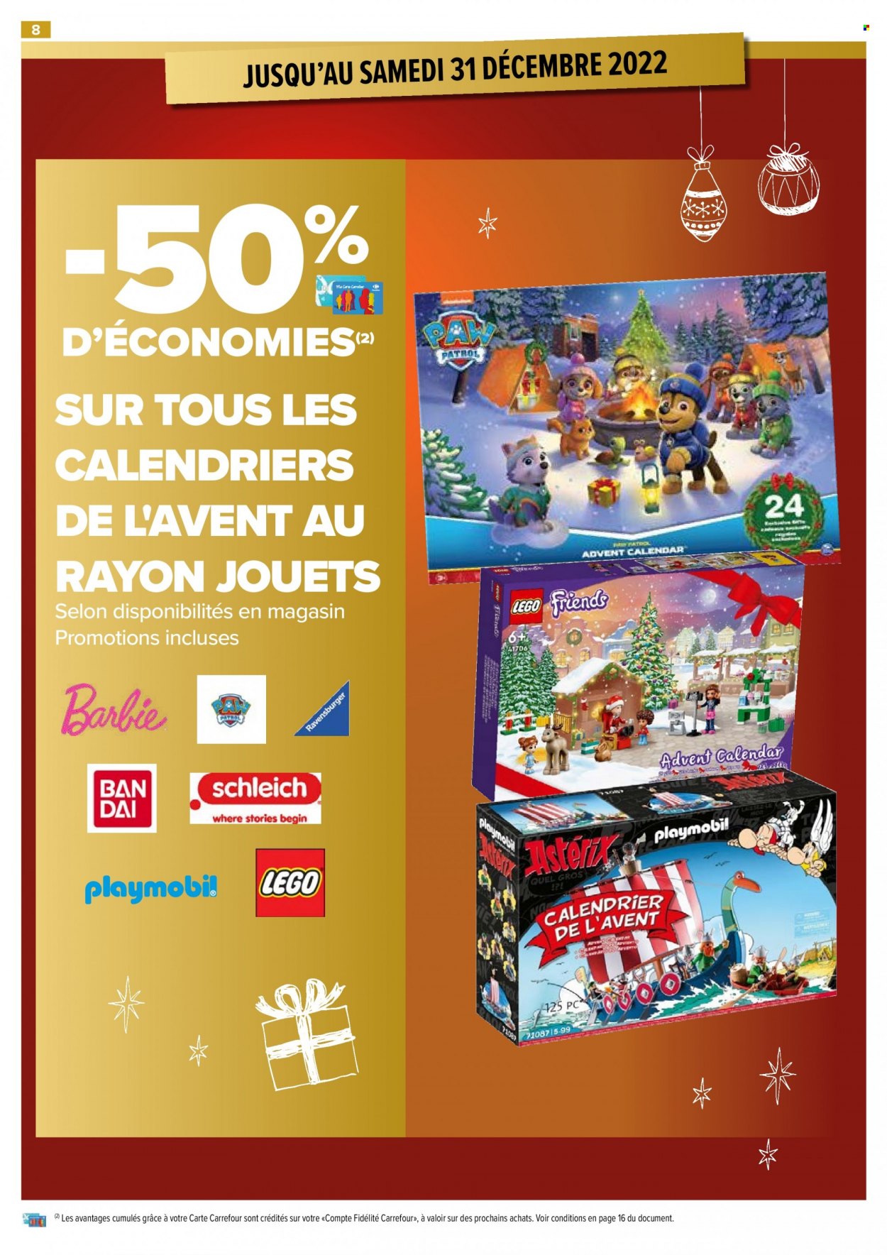 thumbnail - Catalogue Carrefour Hypermarchés - 01/12/2022 - 04/12/2022 - Produits soldés - calendrier de l'avent, Barbie, Playmobil, Lego, Lego Friends. Page 8.