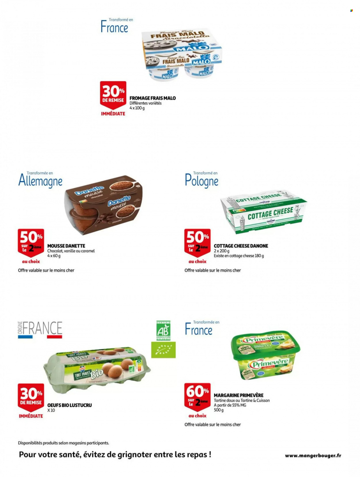 thumbnail - Catalogue Auchan - 30/11/2022 - 13/12/2022 - Produits soldés - fromage, fromage frais, Danette, Danone, œufs, margarine, Lustucru. Page 2.