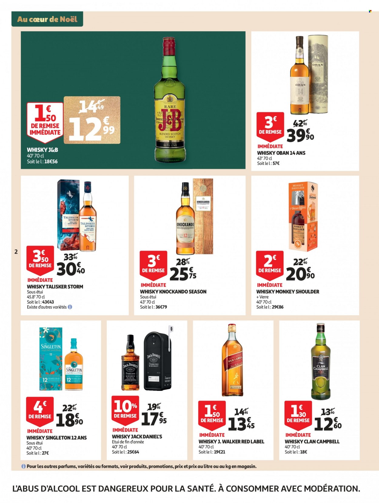 thumbnail - Catalogue Auchan - 07/12/2022 - 13/12/2022 - Produits soldés - whisky, J&B, verre. Page 2.