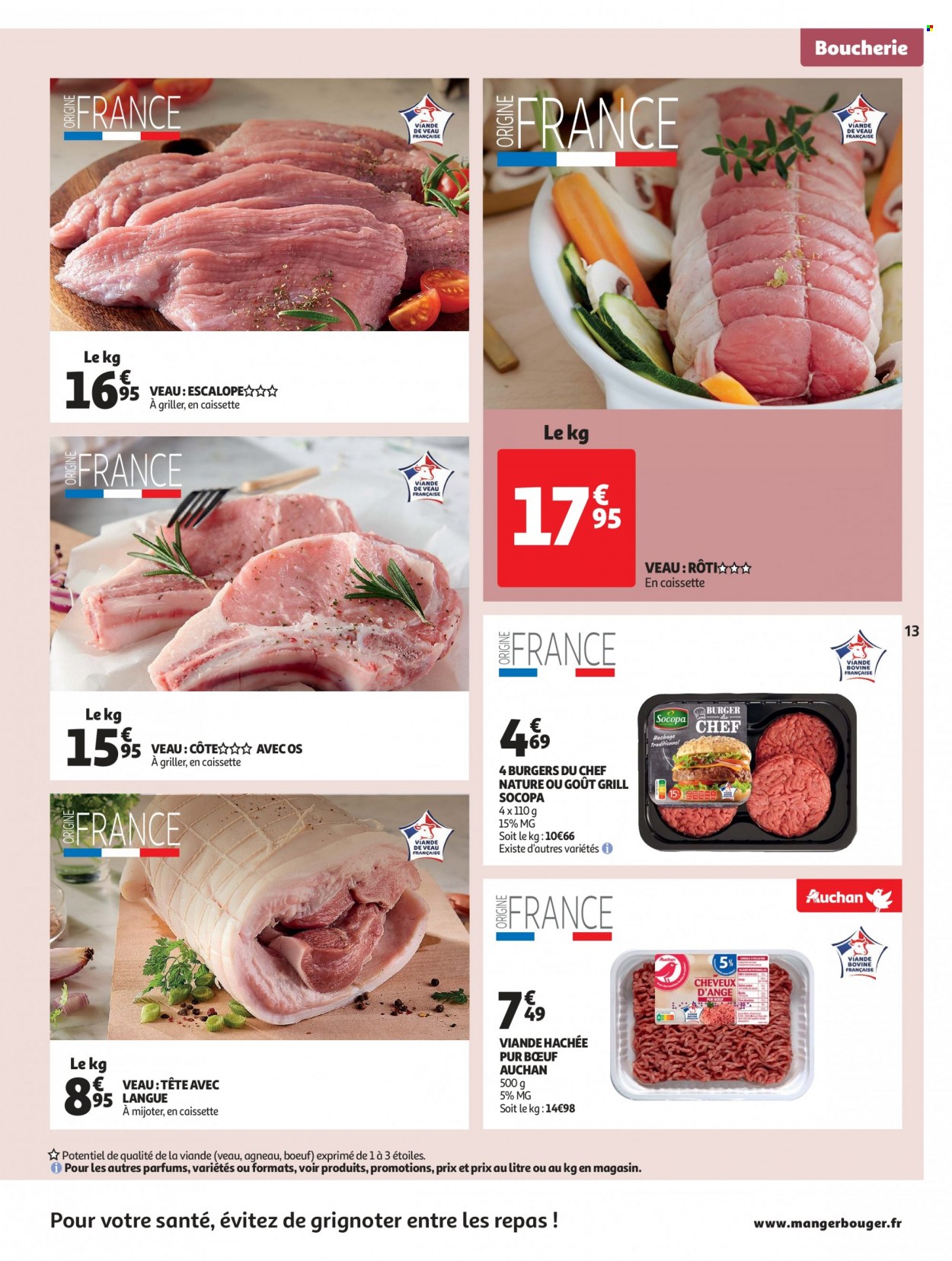 thumbnail - Catalogue Auchan - 07/12/2022 - 13/12/2022 - Produits soldés - escalope, viande de veau, viande hachée. Page 13.