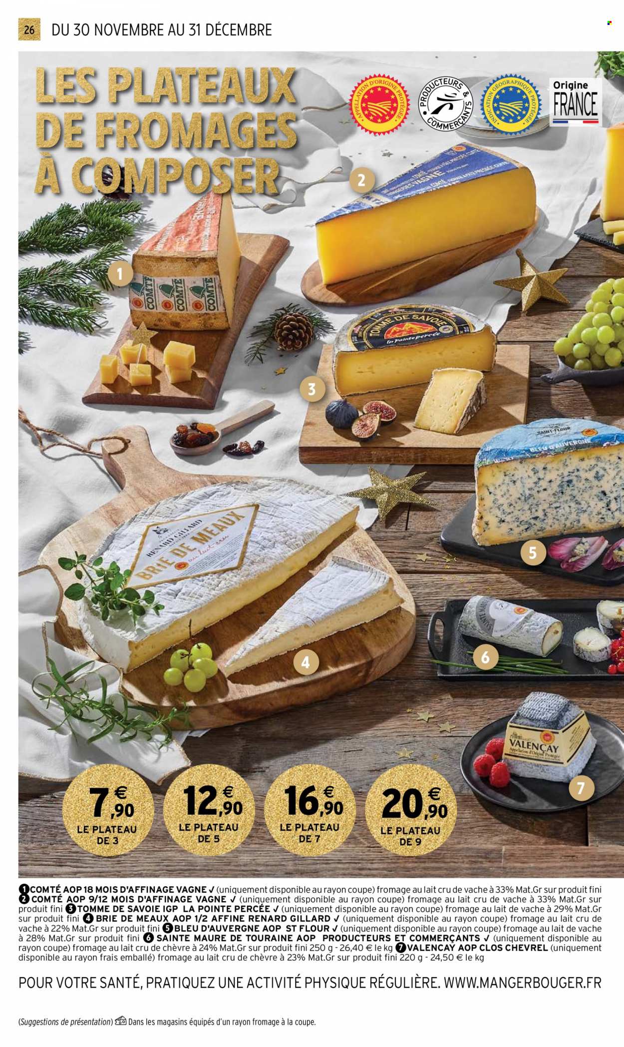 thumbnail - Catalogue Intermarché - 30/11/2022 - 31/12/2022 - Produits soldés - Brie, Bleu d'Auvergne, Comté, fromage, Sainte-maure. Page 26.