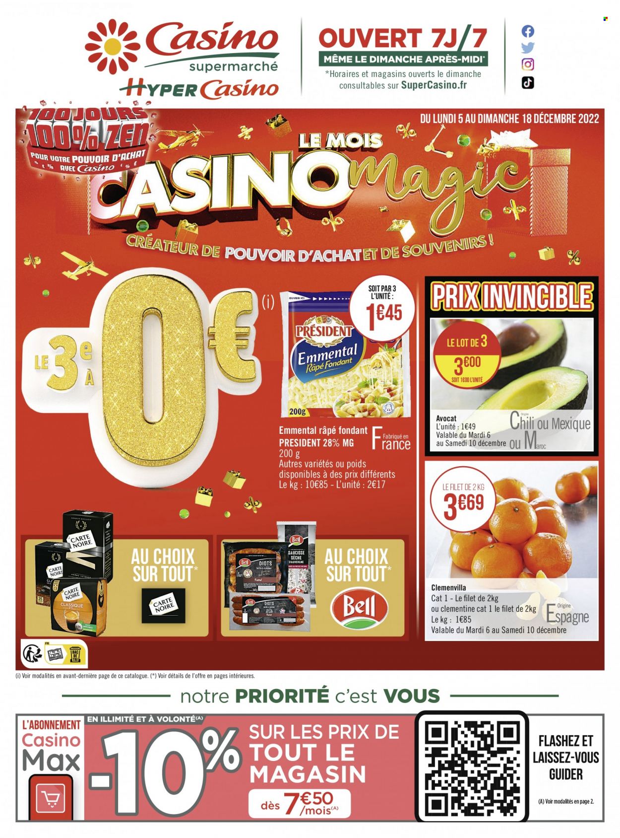 thumbnail - Catalogue Géant Casino - Produits soldés - avocat, clémentines, emmental, fromage, fromage râpé, Président. Page 70.