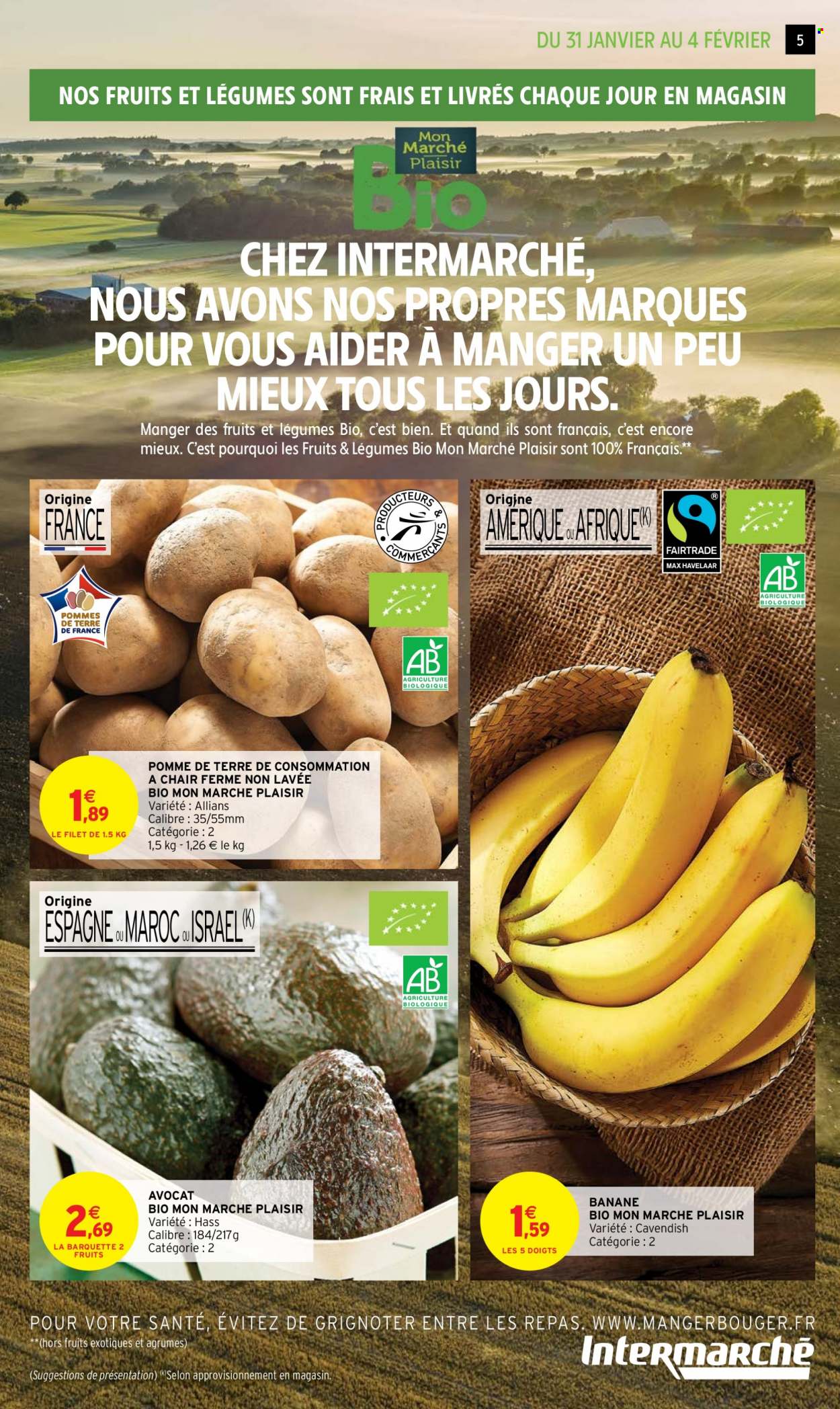 thumbnail - Catalogue Intermarché Express - 31/01/2023 - 12/02/2023 - Produits soldés - bananes, pommes de terre, agrumes. Page 5.