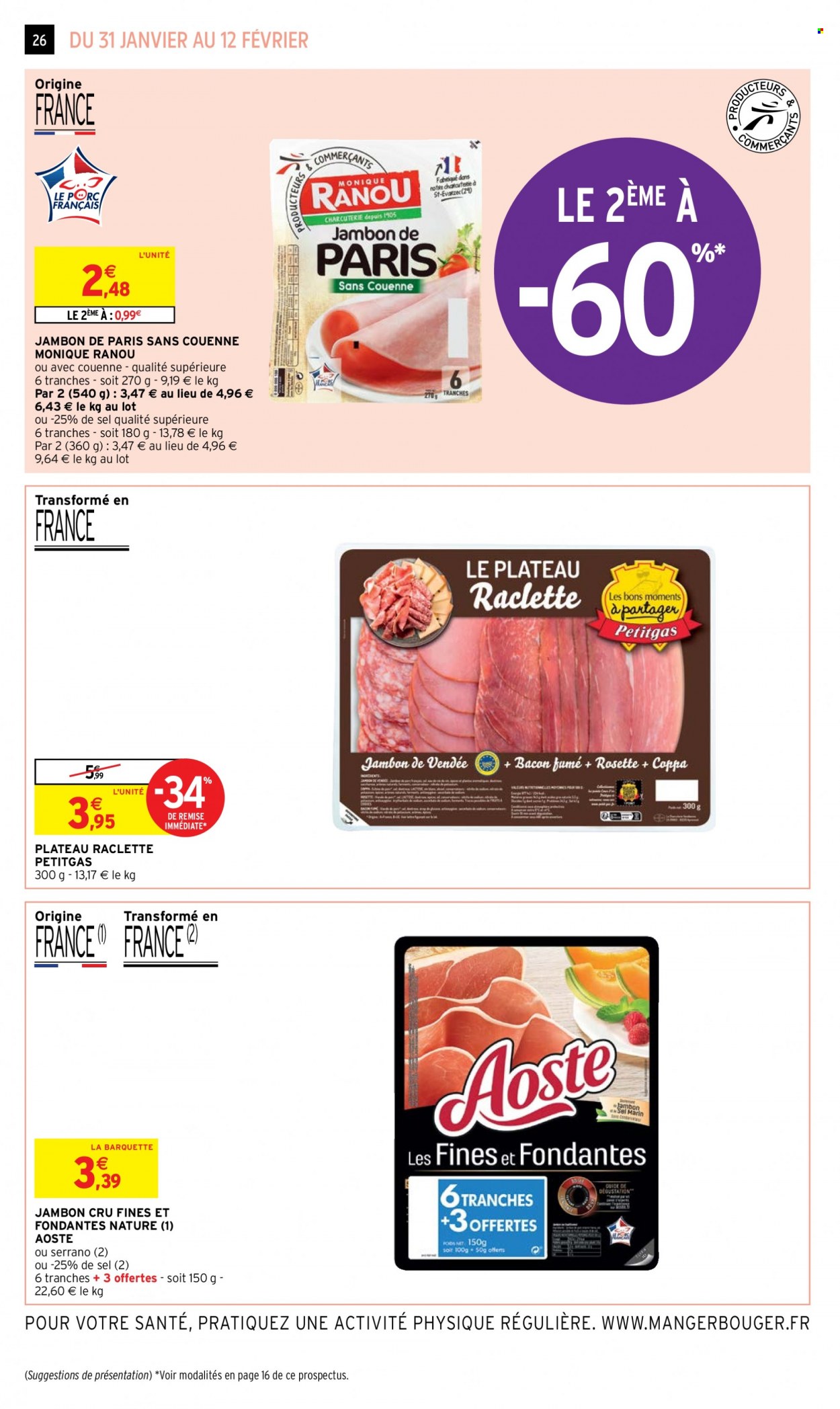 thumbnail - Catalogue Intermarché Hyper - 31/01/2023 - 12/02/2023 - Produits soldés - jambon, jambon sec, Aoste, La Raclette. Page 26.