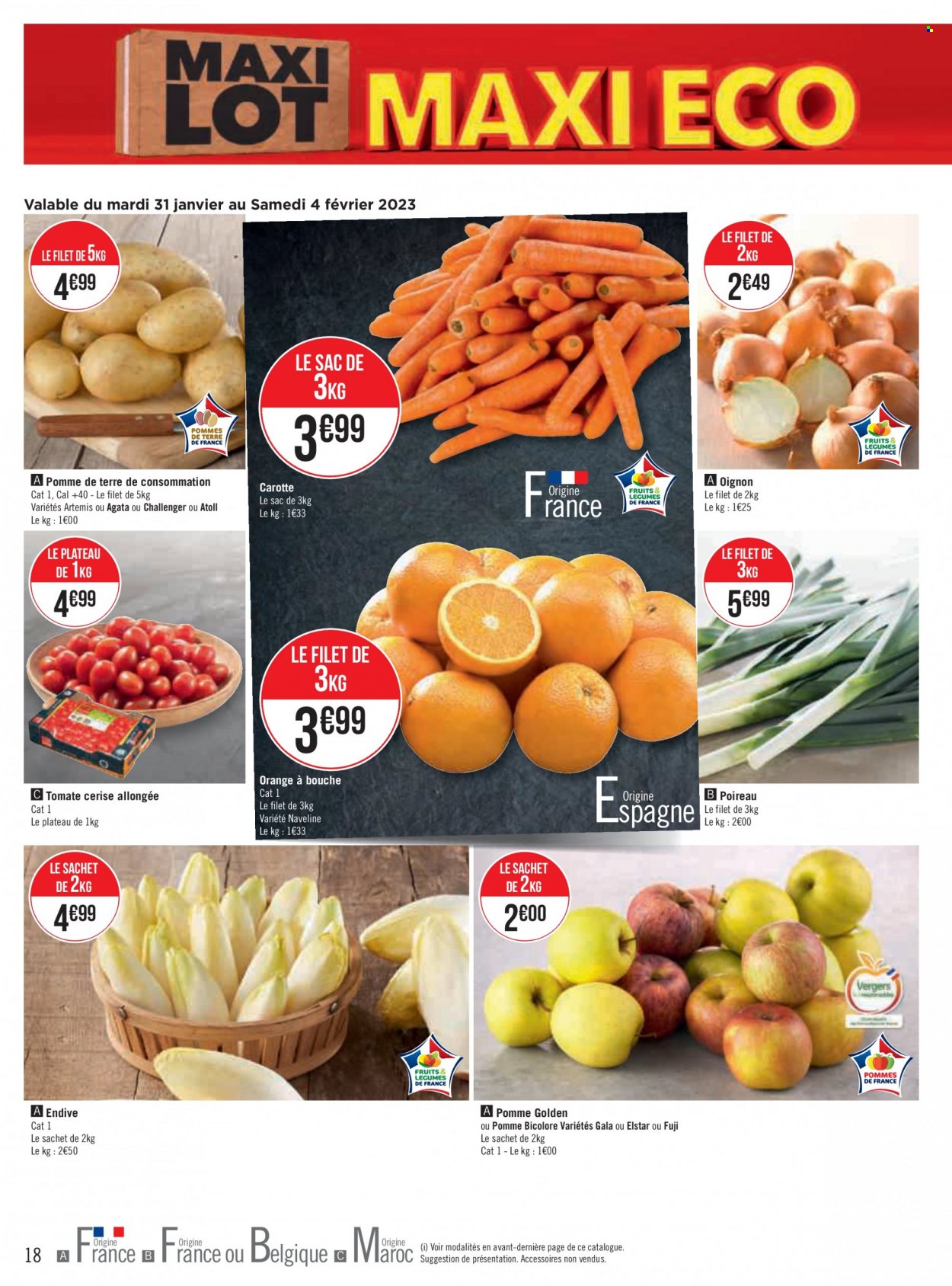 thumbnail - Catalogue Casino Supermarchés - 30/01/2023 - 12/02/2023 - Produits soldés - carotte, endives, poireau, pommes de terre. Page 18.