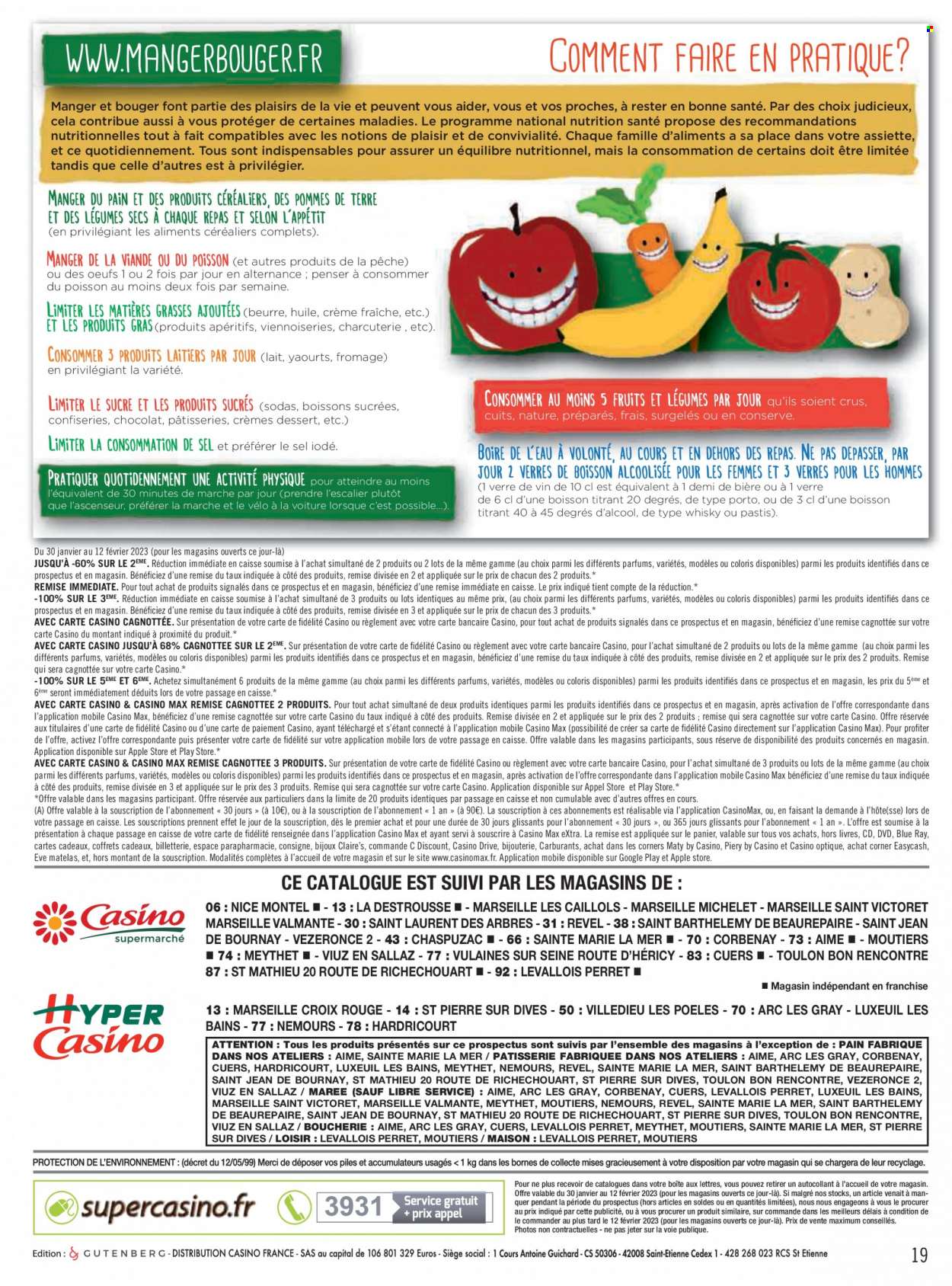 thumbnail - Catalogue Casino Supermarchés - 30/01/2023 - 12/02/2023 - Produits soldés - pommes de terre, yaourt, crème fraîche. Page 19.