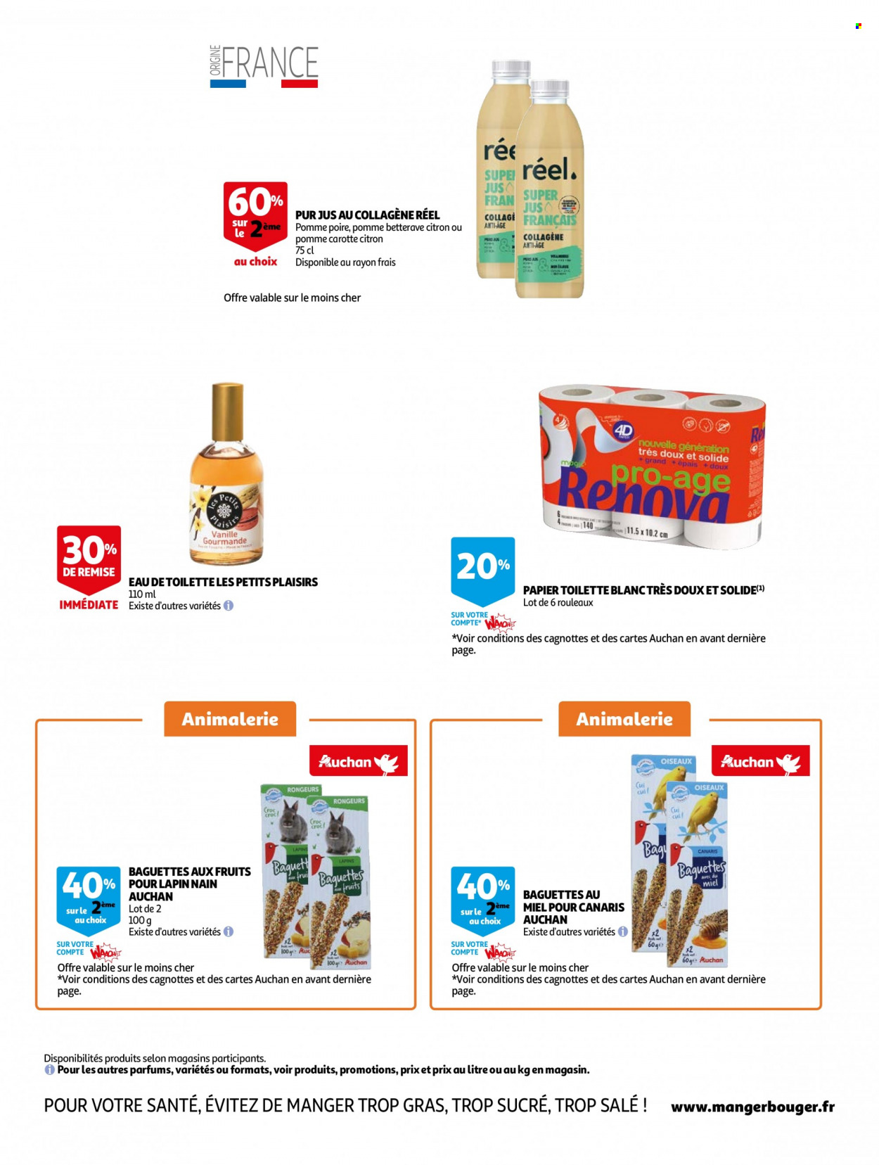 thumbnail - Catalogue Auchan - 31/01/2023 - 13/02/2023 - Produits soldés - betterave, carotte, baguette, jus, pur jus, papier toilette, eau de toilette. Page 9.