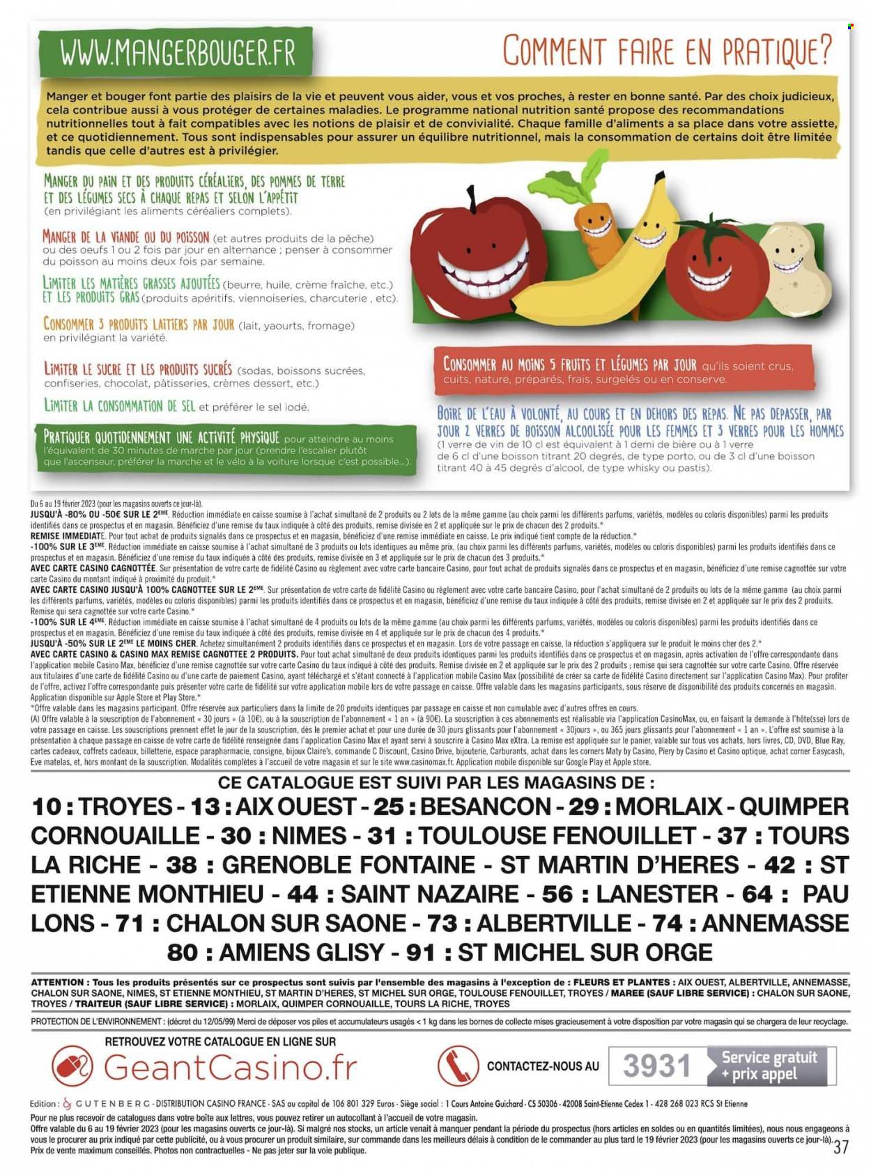 thumbnail - Catalogue Casino hyperFrais - 06/02/2023 - 19/02/2023 - Produits soldés - pommes de terre, yaourt, crème fraîche, St Michel. Page 37.