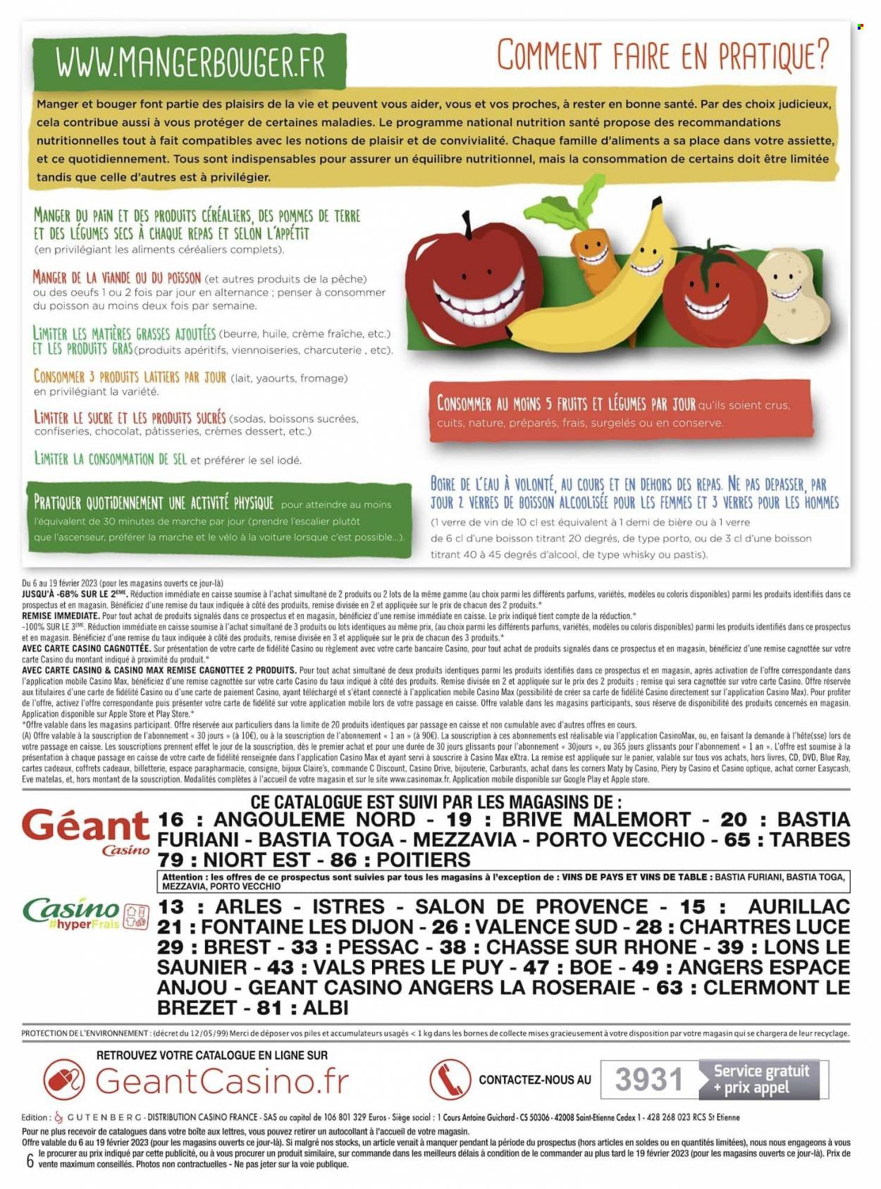 thumbnail - Catalogue Géant Casino - 06/02/2023 - 19/02/2023 - Produits soldés - pommes de terre, yaourt, crème fraîche, matelas. Page 6.