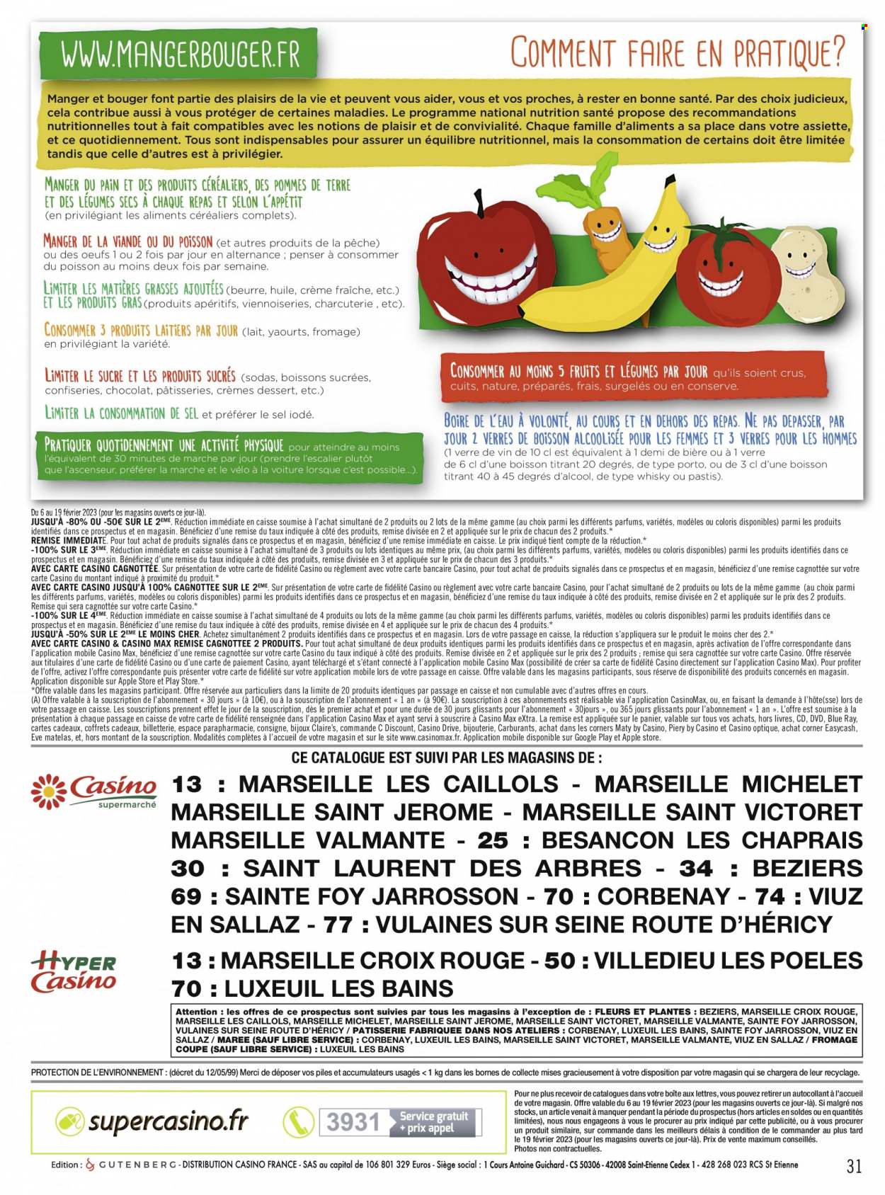 thumbnail - Catalogue Casino Supermarchés - 06/02/2023 - 19/02/2023 - Produits soldés - pommes de terre, yaourt, crème fraîche, vin. Page 31.
