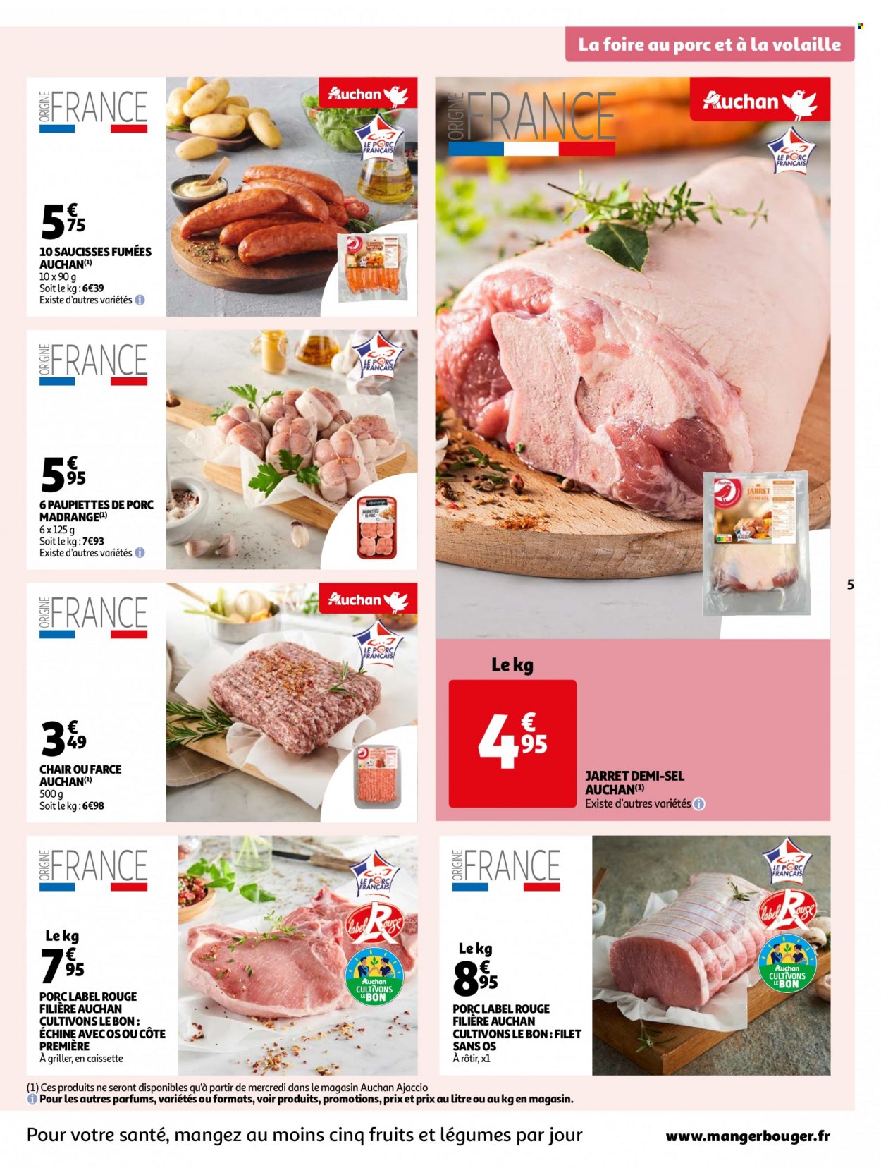 thumbnail - Catalogue Auchan - 07/02/2023 - 12/02/2023 - Produits soldés - viande de porc, paupiette, chair ou farce, saucisse. Page 5.