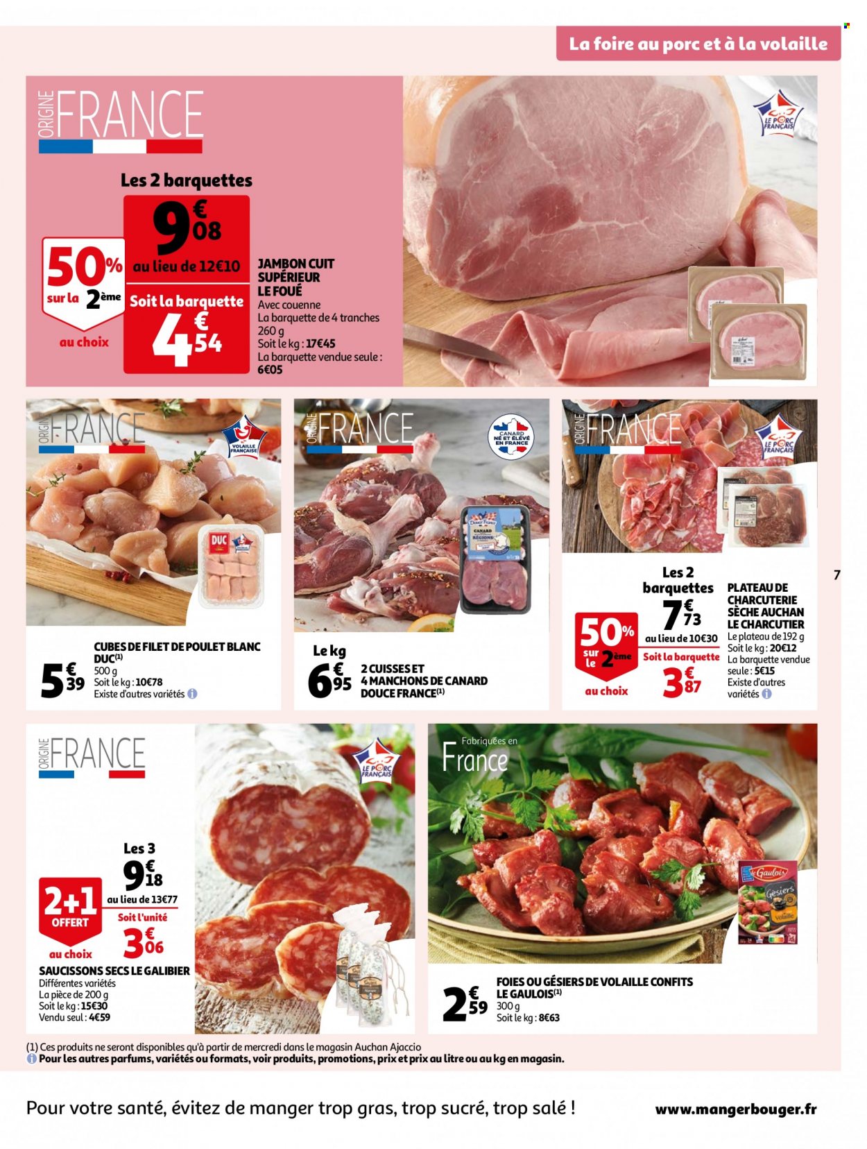 thumbnail - Catalogue Auchan - 07/02/2023 - 12/02/2023 - Produits soldés - filet de poulet, viande de poulet, jambon, saucisson. Page 7.