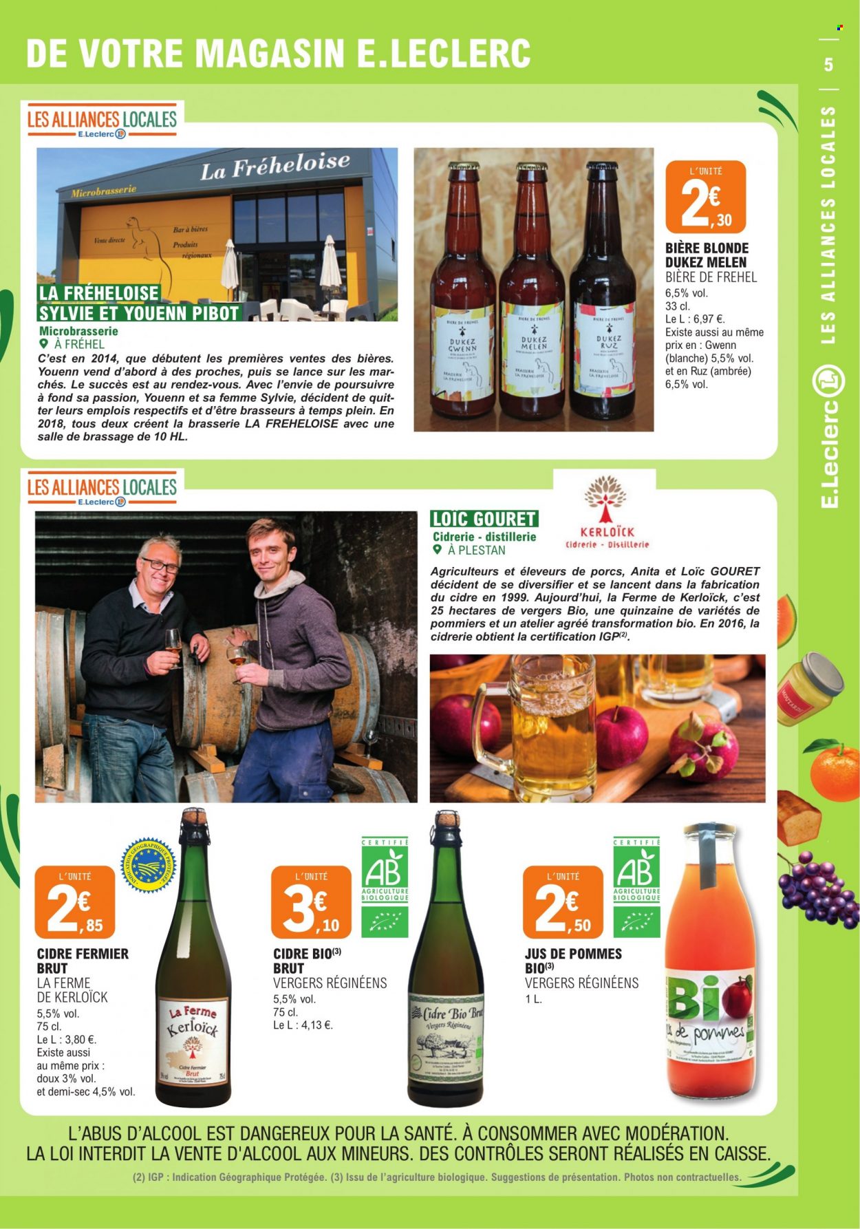 thumbnail - Catalogue E.Leclerc - 07/02/2023 - 11/02/2023 - Produits soldés - bière, bière blonde, jus, moutarde, cidre. Page 5.