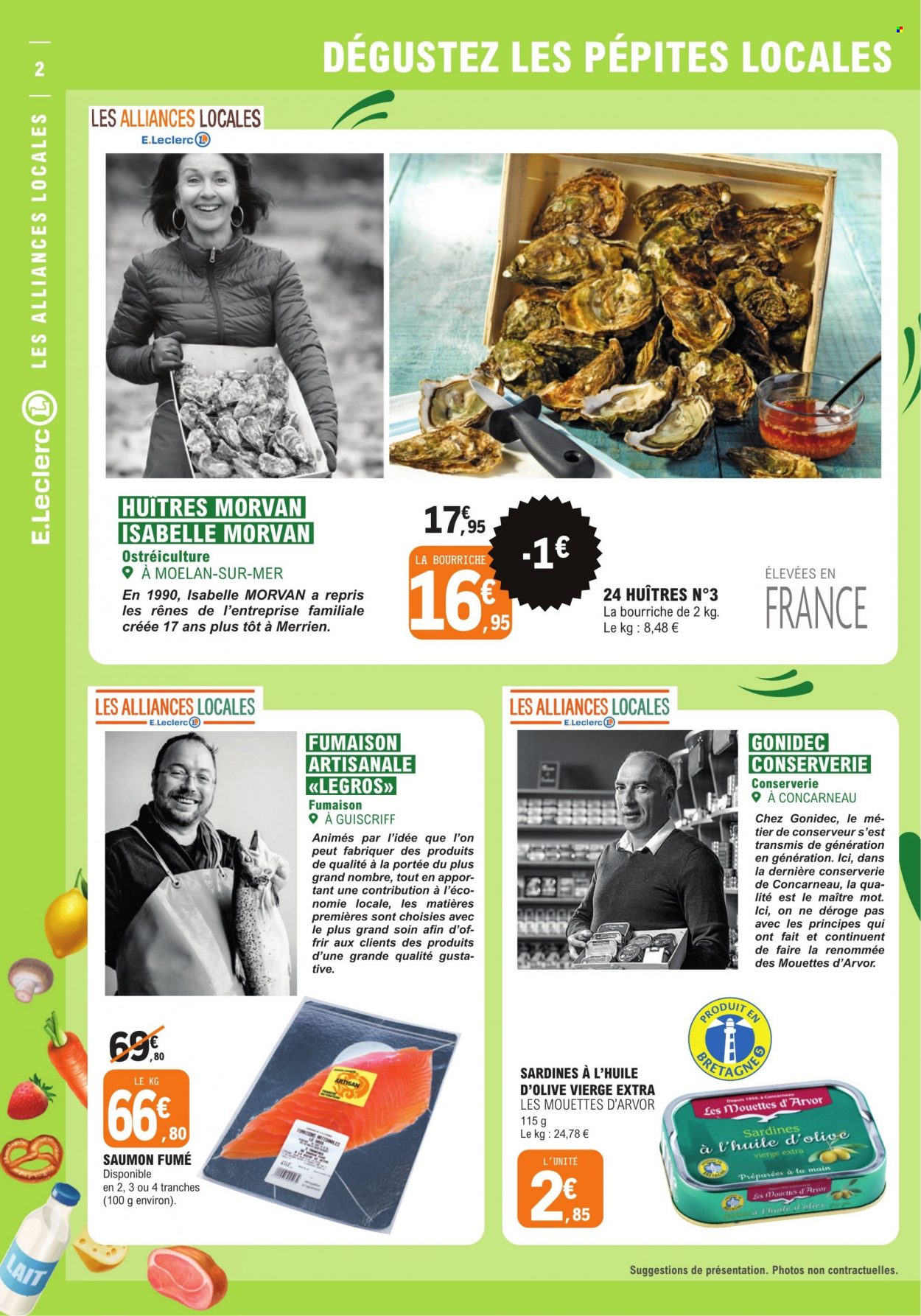 thumbnail - Catalogue E.Leclerc - 07/02/2023 - 11/02/2023 - Produits soldés - saumon, sardines, saumon fumé, huile d'olive vierge extra, huile d'olive. Page 2.