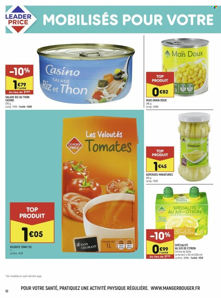 thumbnail - Catalogue Leader Price - 07/02/2023 - 19/02/2023 - Produits soldés - tomates, salade, maïs, velouté. Page 10.