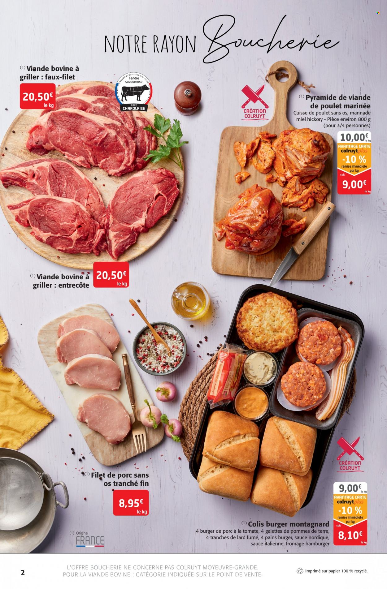 thumbnail - Catalogue Colruyt - 08/02/2023 - 12/02/2023 - Produits soldés - galettes, viande de poulet, cuisse de poulet, entrecôte, colis burger. Page 2.