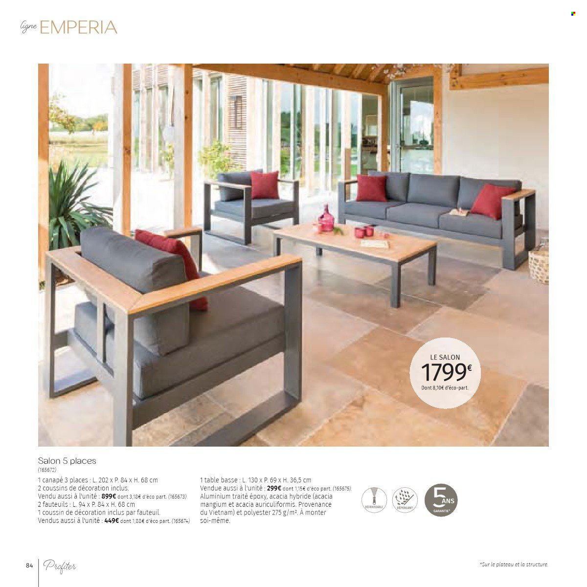 thumbnail - Catalogue Cora - 01/02/2023 - 31/07/2023 - Produits soldés - table, canapé 3 places, fauteuil, table basse. Page 84.