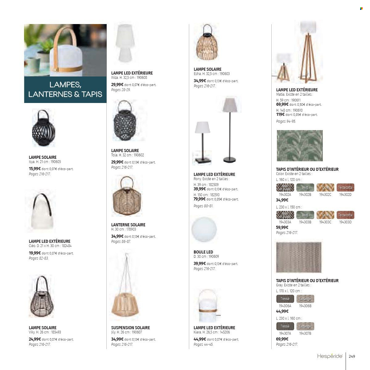 thumbnail - Catalogue Cora - 01/02/2023 - 31/07/2023 - Produits soldés - tapis, lampe, lanterne. Page 249.