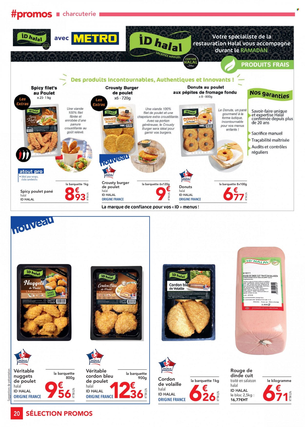 thumbnail - Catalogue Metro - 22/02/2023 - 21/04/2023 - Produits soldés - viande, tortilla, donut, filet de poulet, cordon bleu, nuggets de poulet, soja, sirop, jeans. Page 20.