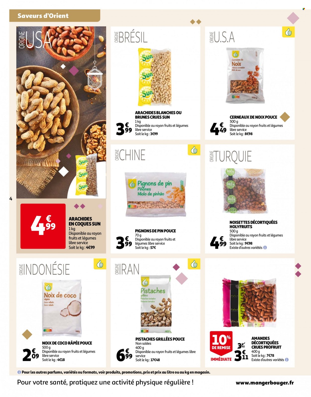 thumbnail - Catalogue Auchan - 07/03/2023 - 03/04/2023 - Produits soldés - amandes, noisettes, pistache, cerneaux de noix, noix. Page 4.