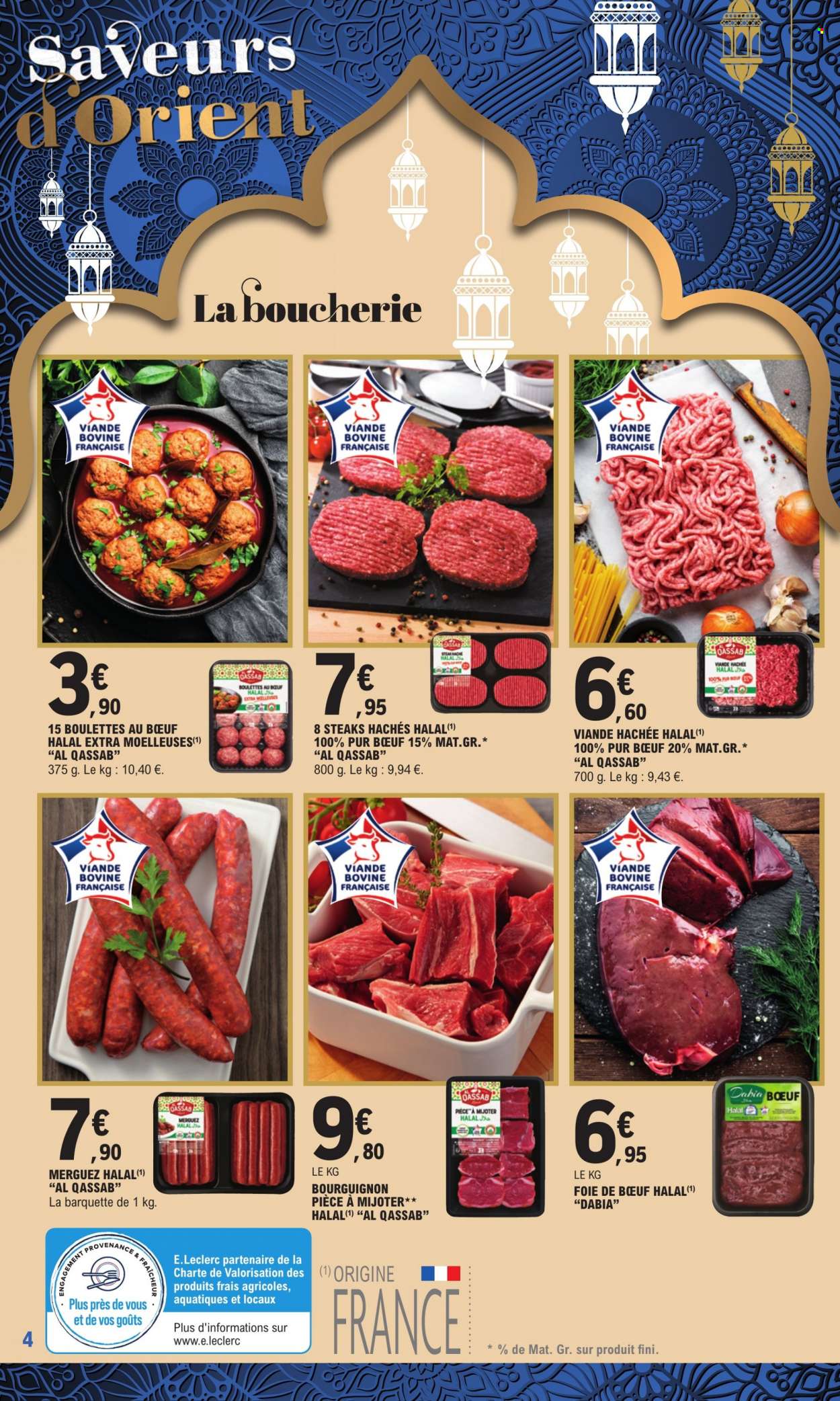 thumbnail - Catalogue E.Leclerc - 07/03/2023 - 25/03/2023 - Produits soldés - viande, viande boeuf, steak haché, boulettes de bœuf, viande hachée, merguez. Page 4.