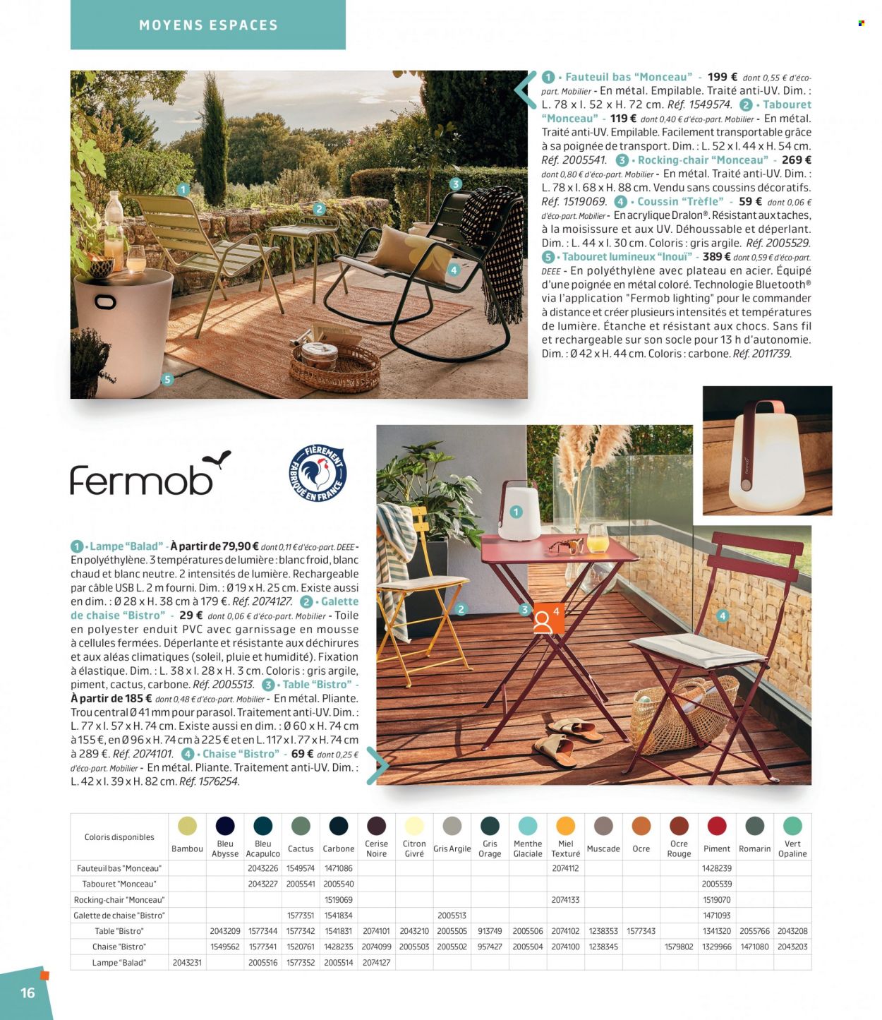 thumbnail - Catalogue Jardiland - 01/03/2023 - 18/06/2023 - Produits soldés - coussin, table, fauteuil, tabouret, lampe, piment. Page 16.