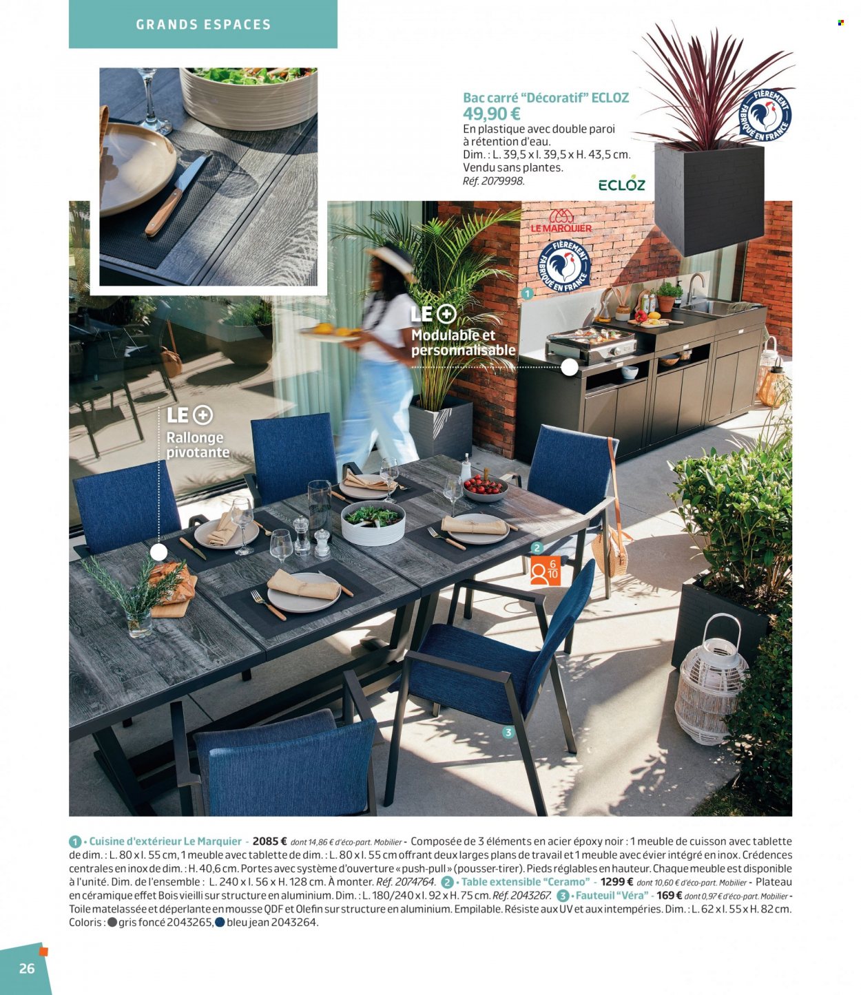 thumbnail - Catalogue Jardiland - 01/03/2023 - 18/06/2023 - Produits soldés - table, table extensible, fauteuil. Page 26.