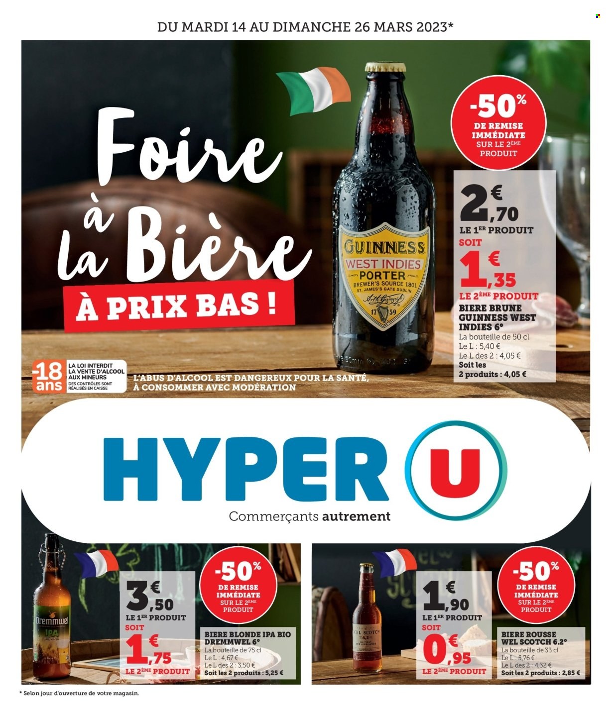 thumbnail - Catalogue HYPER U - 14/03/2023 - 26/03/2023 - Produits soldés - bière brune, bière blonde. Page 1.