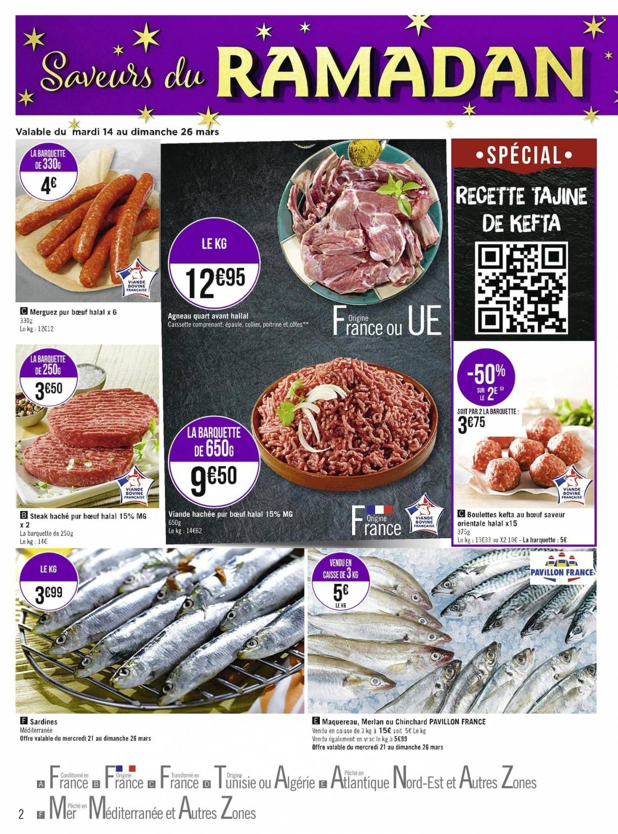 thumbnail - Catalogue Casino hyperFrais - 13/03/2023 - 02/04/2023 - Produits soldés - viande, steak haché, viande hachée, maquereau, sardines, merguez. Page 2.