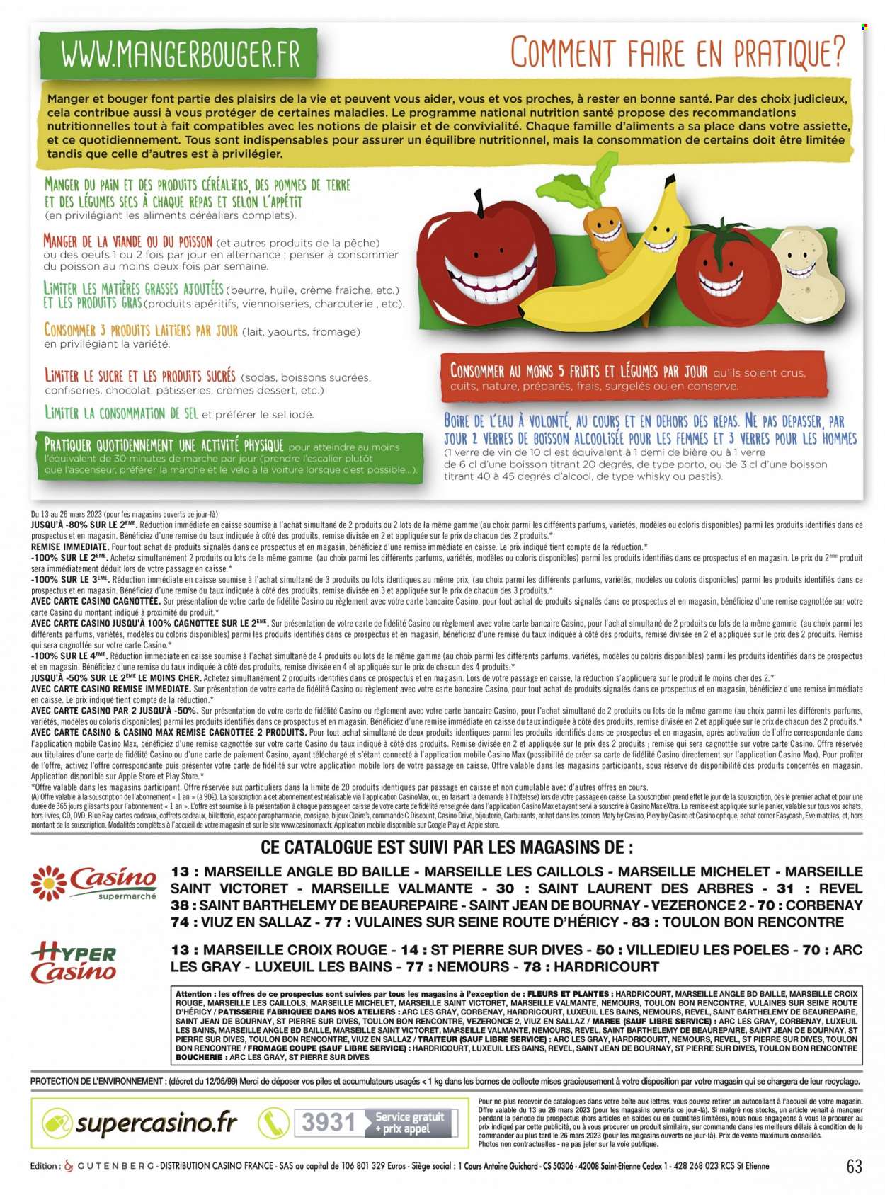 thumbnail - Catalogue Casino Supermarchés - 13/03/2023 - 26/03/2023 - Produits soldés - viande, pommes de terre, poisson, yaourt, crème fraîche. Page 63.