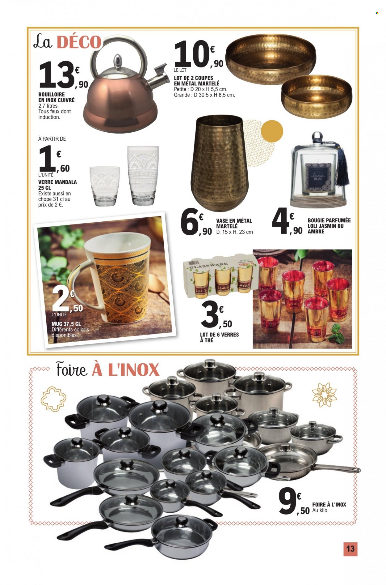 thumbnail - Catalogue E.Leclerc - 14/03/2023 - 25/03/2023 - Produits soldés - thé, mug, verre, bougie, bouilloire, vase, mandala. Page 13.
