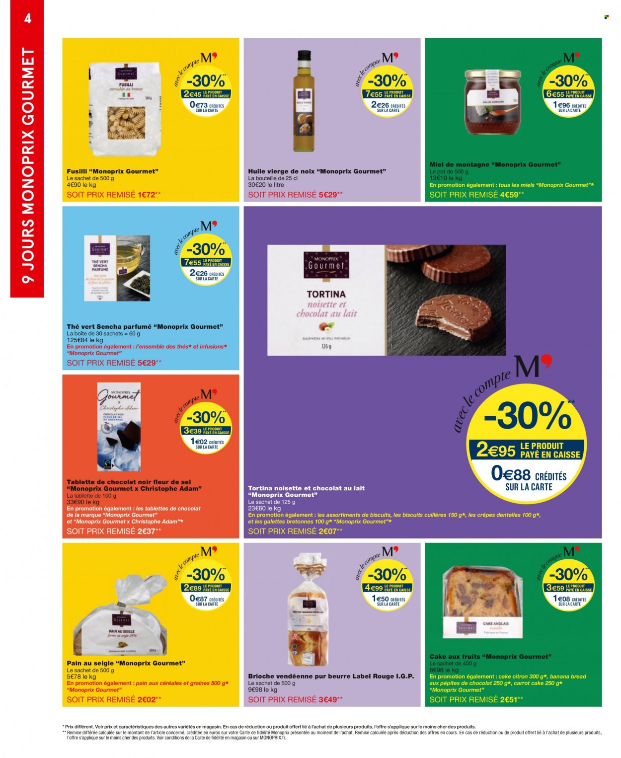 thumbnail - Catalogue Monoprix - 15/03/2023 - 26/03/2023 - Produits soldés - brioche, galettes, pain, crêpes, gaufres, chocolat, biscuits, miel, noix, thé, thé vert. Page 4.