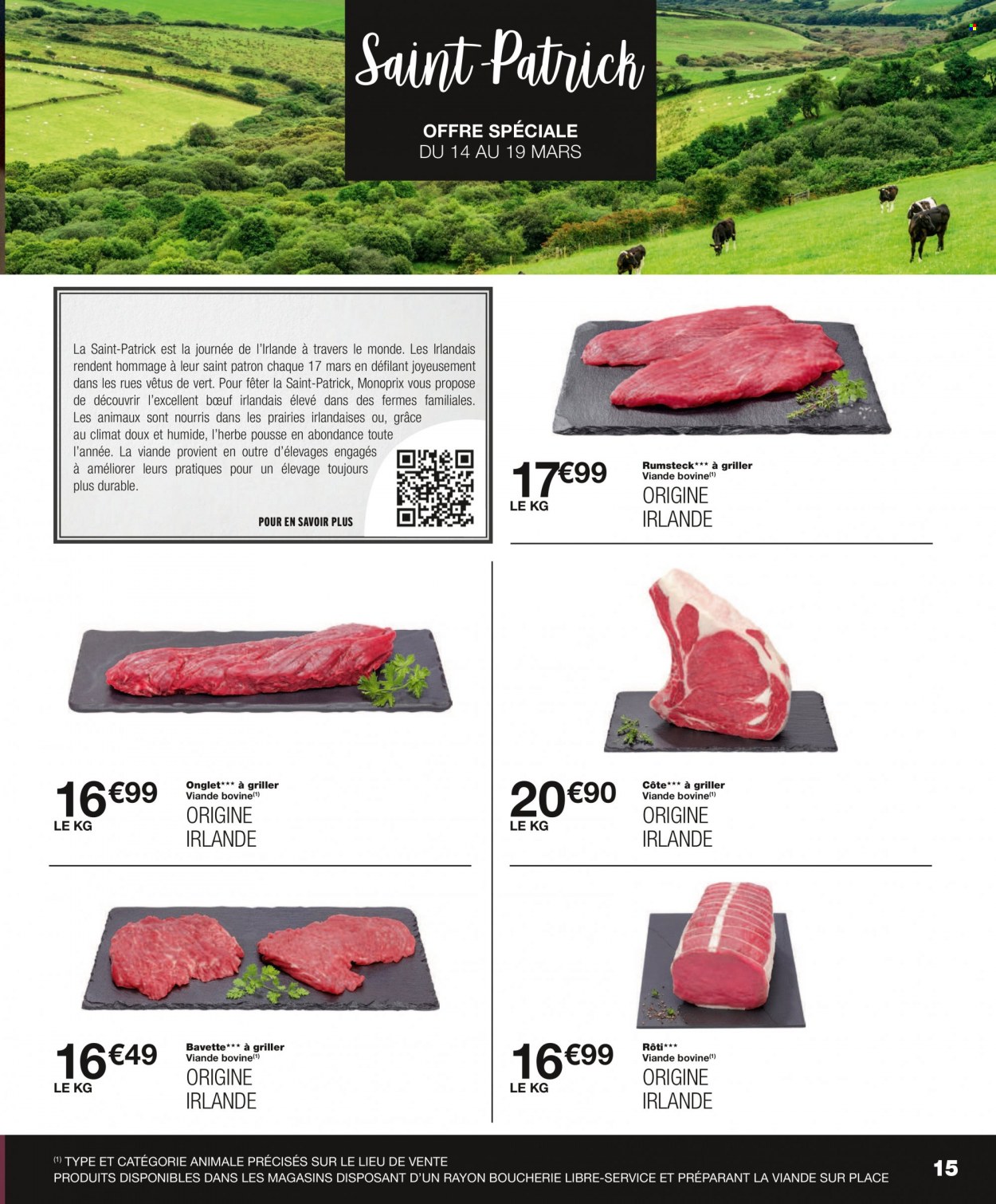thumbnail - Catalogue Monoprix - 15/03/2023 - 26/03/2023 - Produits soldés - viande, côte à griller. Page 15.