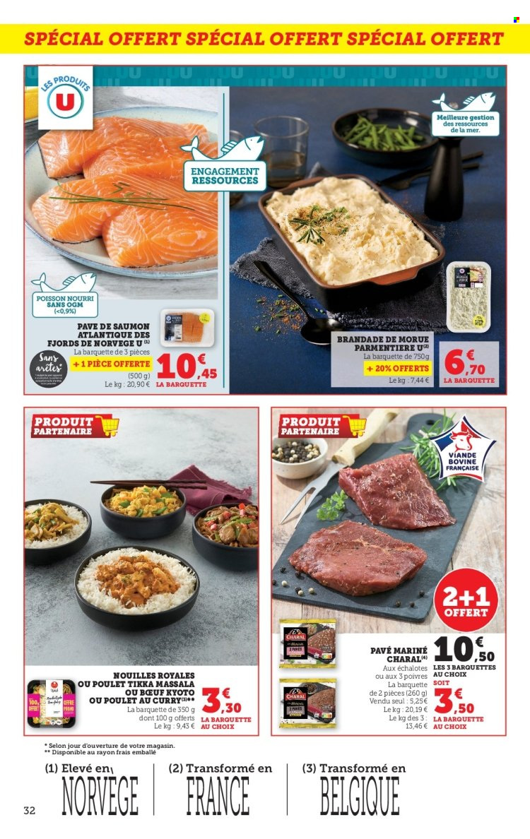 thumbnail - Catalogue HYPER U - 14/03/2023 - 26/03/2023 - Produits soldés - viande, saumon, poisson, nouilles, brandade. Page 32.