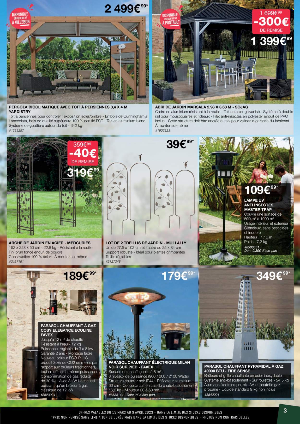 thumbnail - Catalogue Costco - 13/03/2023 - 09/04/2023 - Produits soldés - Marsala, rideau, lampe, pergola, abri de jardin. Page 3.