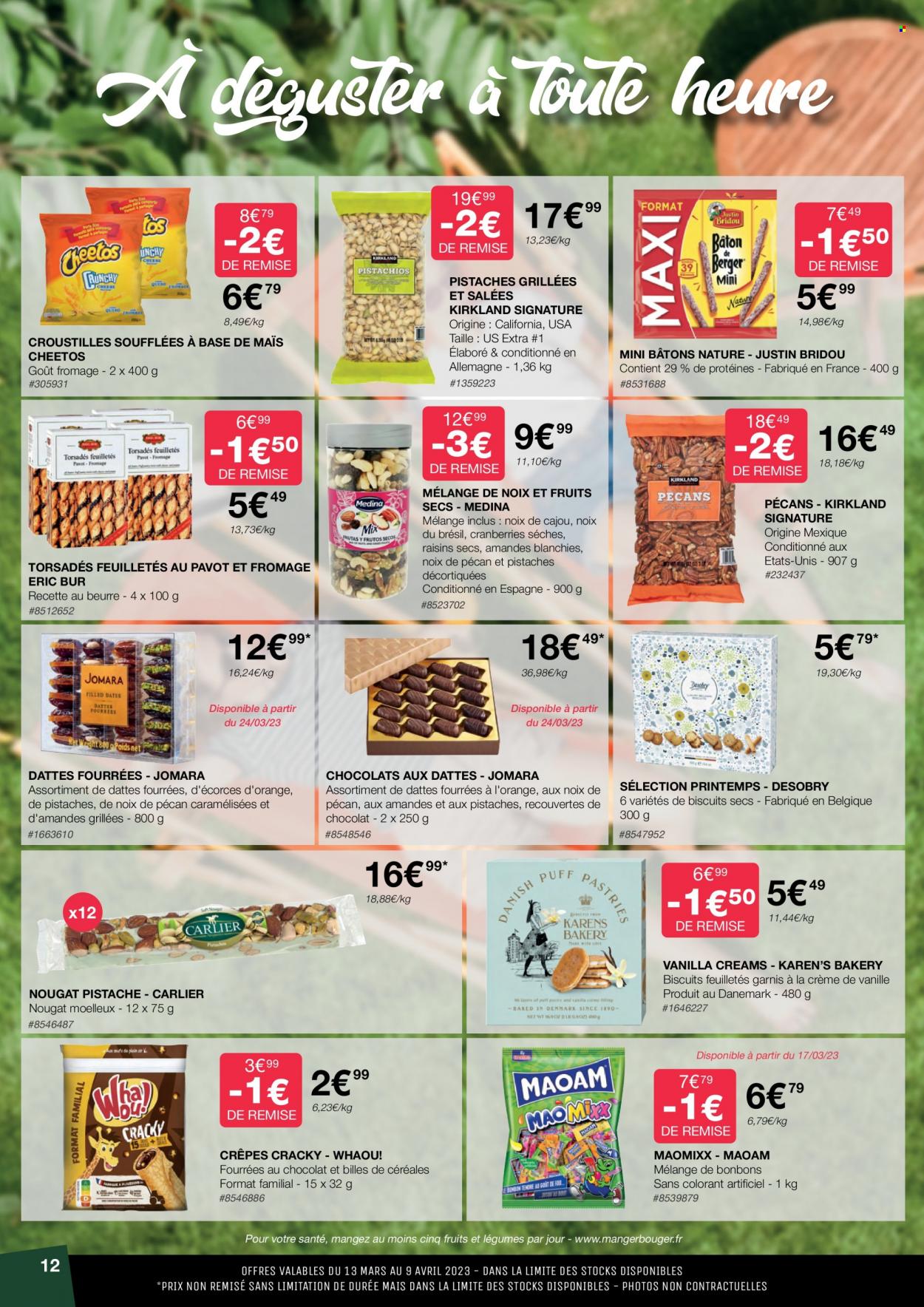 thumbnail - Catalogue Costco - 13/03/2023 - 09/04/2023 - Produits soldés - maïs, crêpes, feuilletés apéritifs, datte, raisins, noix de cajou, noix. Page 12.
