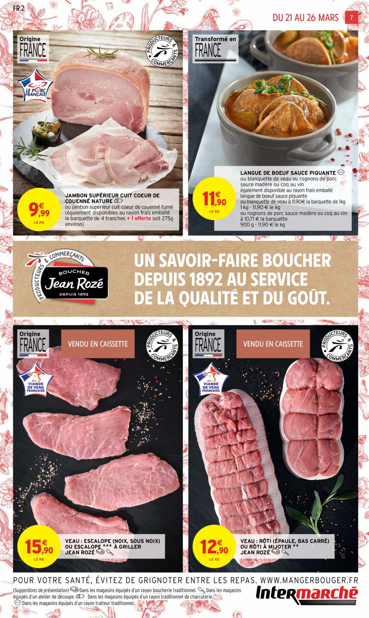 thumbnail - Catalogue Intermarché Contact - 21/03/2023 - 26/03/2023 - Produits soldés - escalope, viande, viande de veau, langue de bœuf, viande boeuf, noix. Page 7.