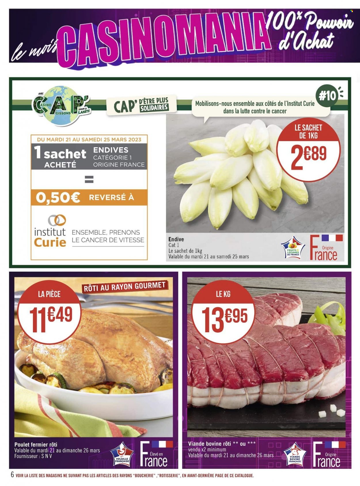 thumbnail - Catalogue Casino hyperFrais - 20/03/2023 - 02/04/2023 - Produits soldés - viande, endives, poulet, viande de poulet. Page 6.